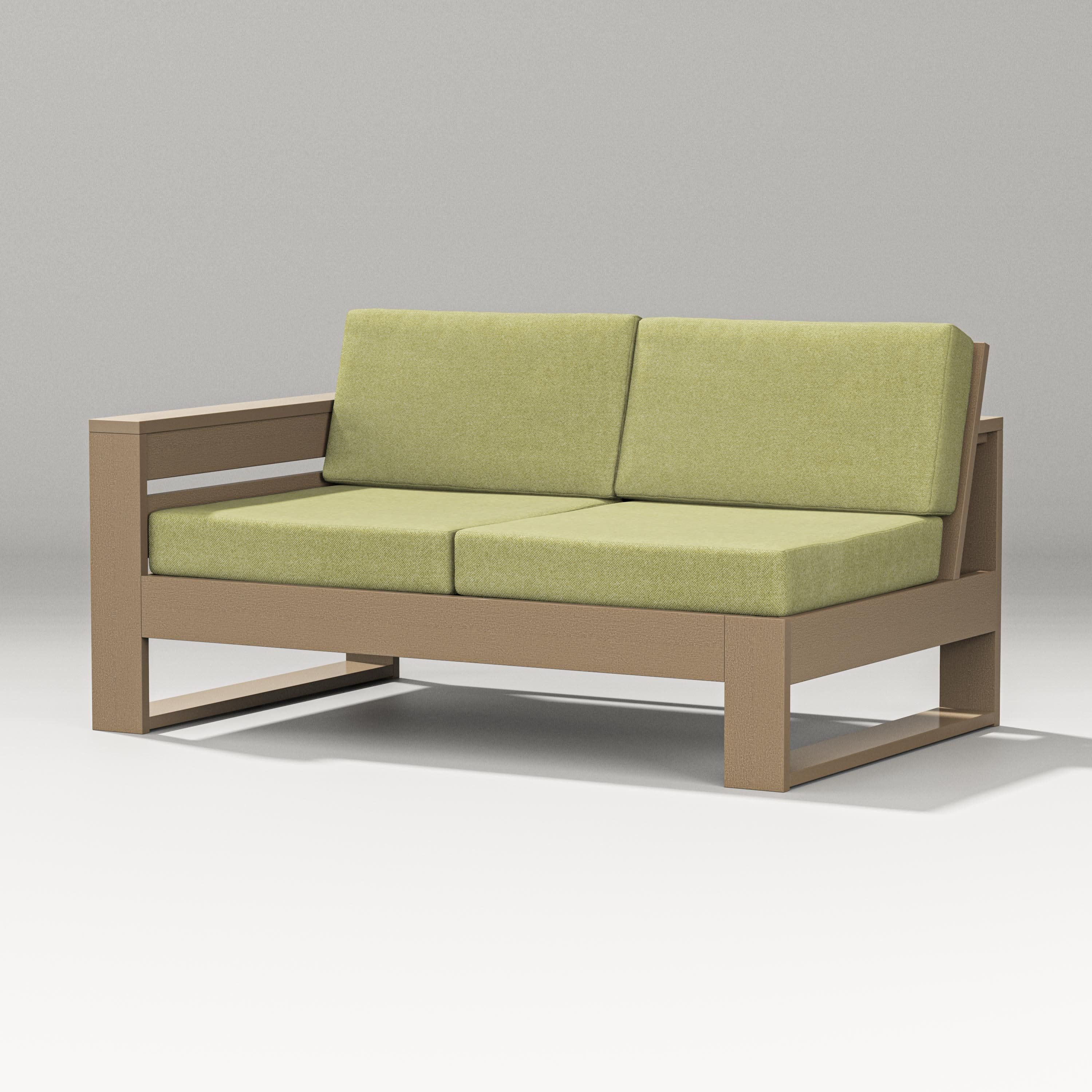 Latitude Modular Left Arm Loveseat in Vintage Sahara / Chartreuse Boucle