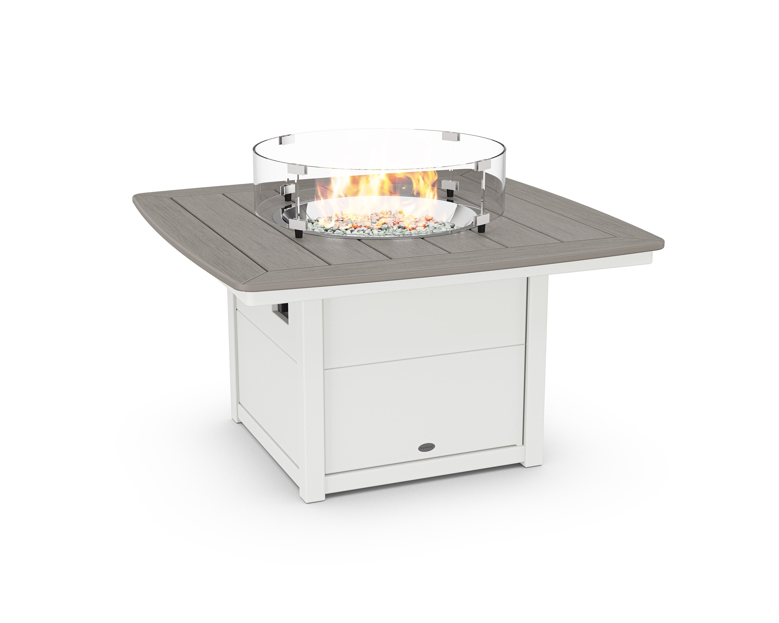 Nautical 42" Fire Pit Table in White / Driftwood