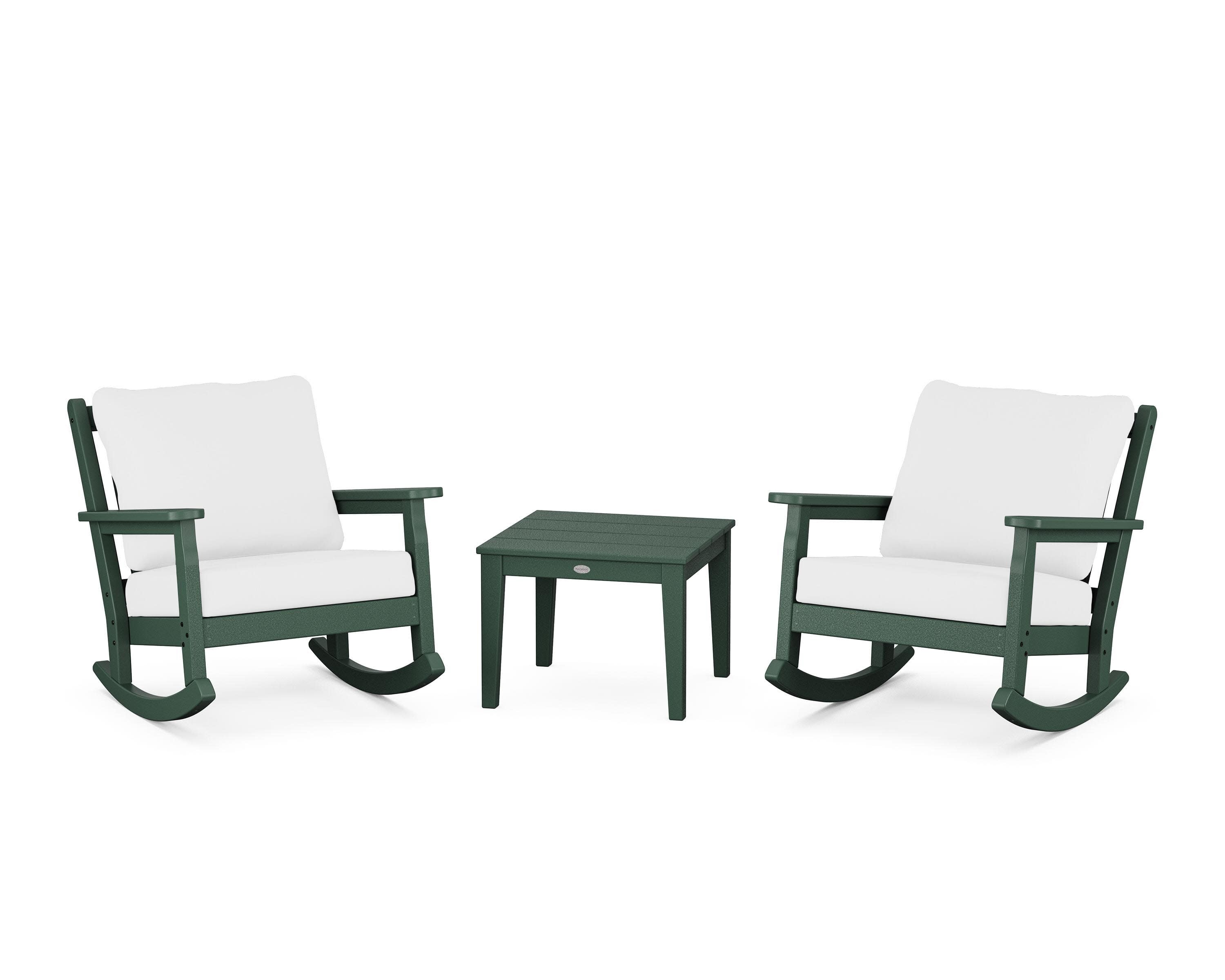Chippendale 3-Piece Deep Seating Rocker Set in Green / Natural