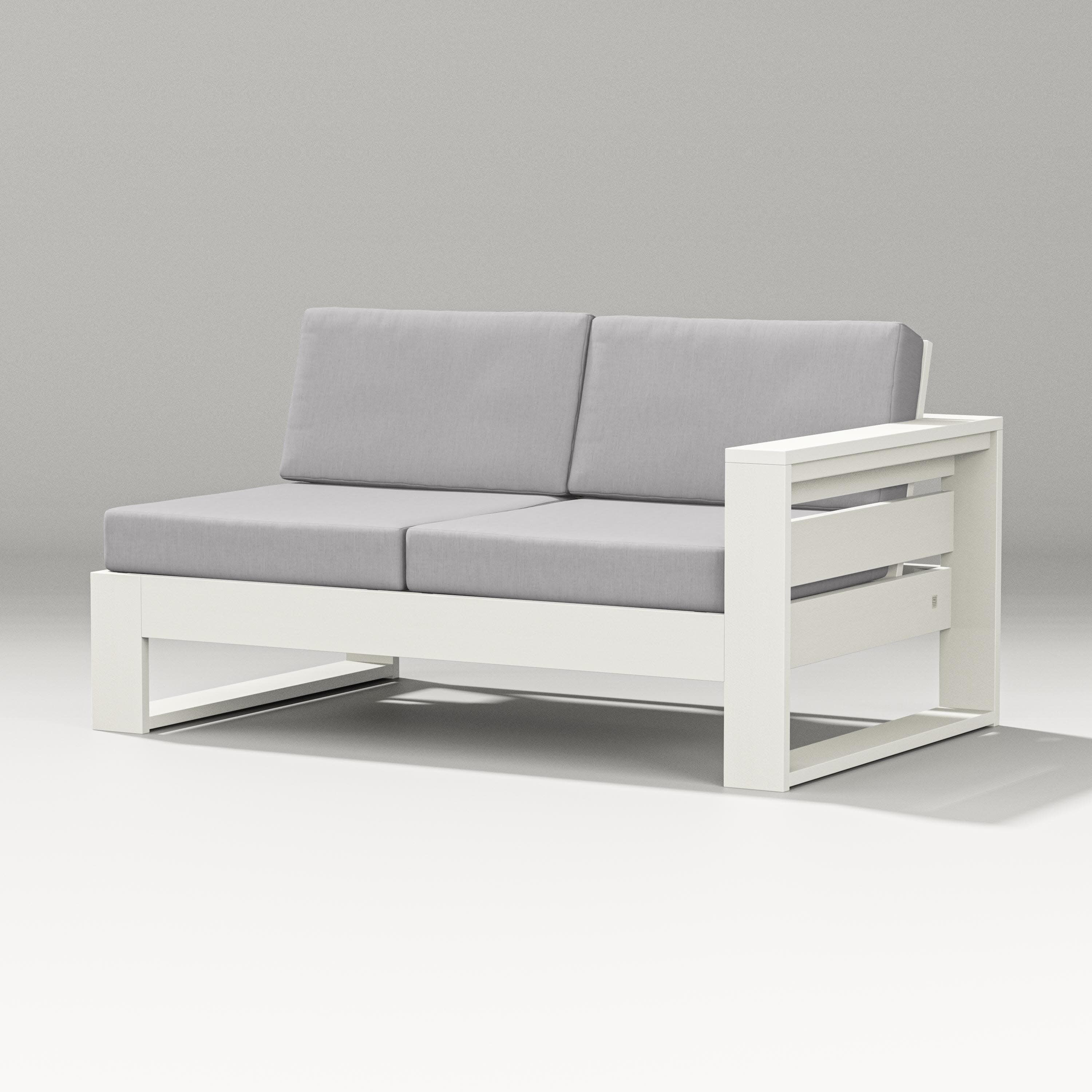 Latitude Modular Right Arm Loveseat in Vintage White / Granite