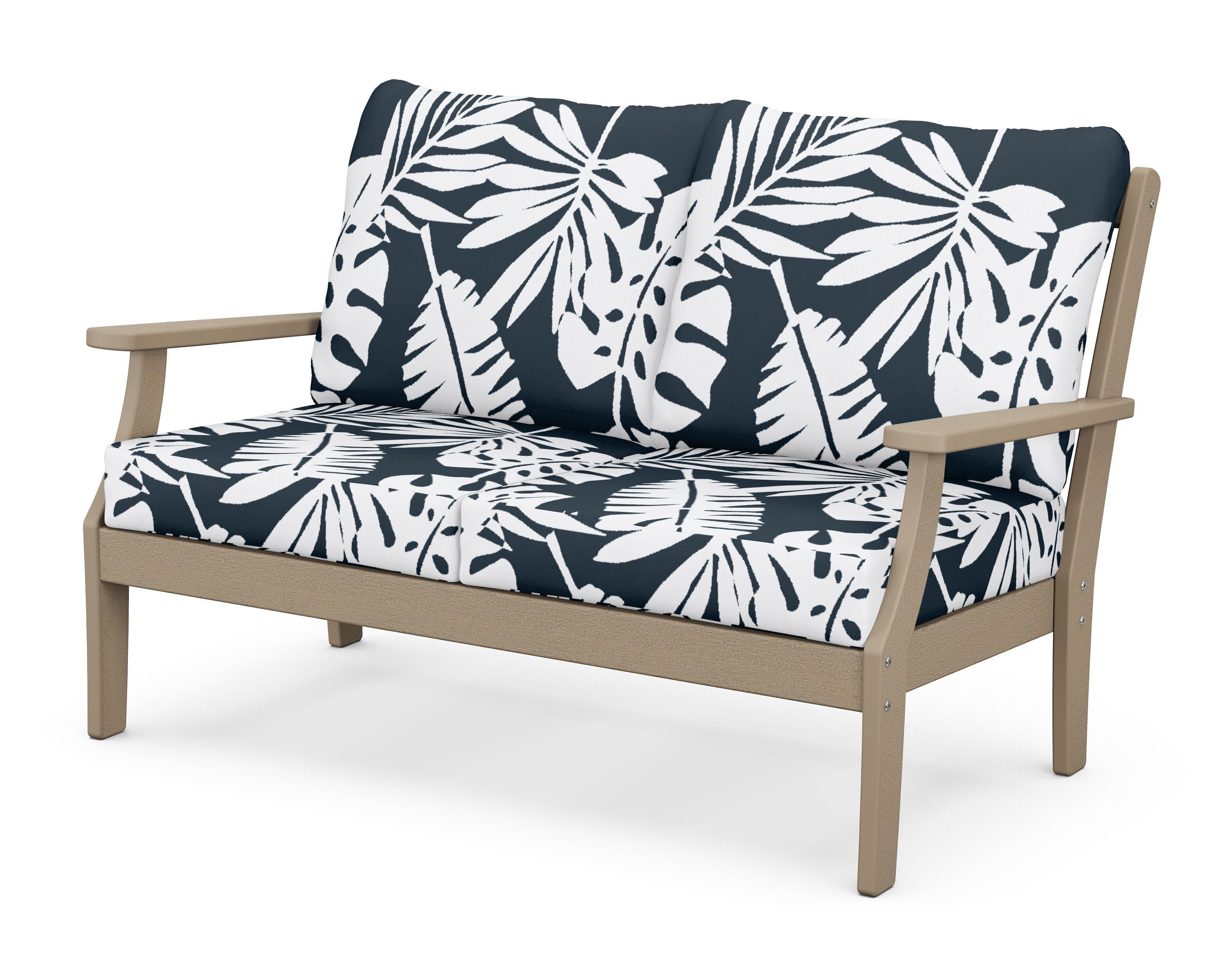 Braxton Deep Seating Loveseat in Vintage Sahara / Leaf Marine Indigo