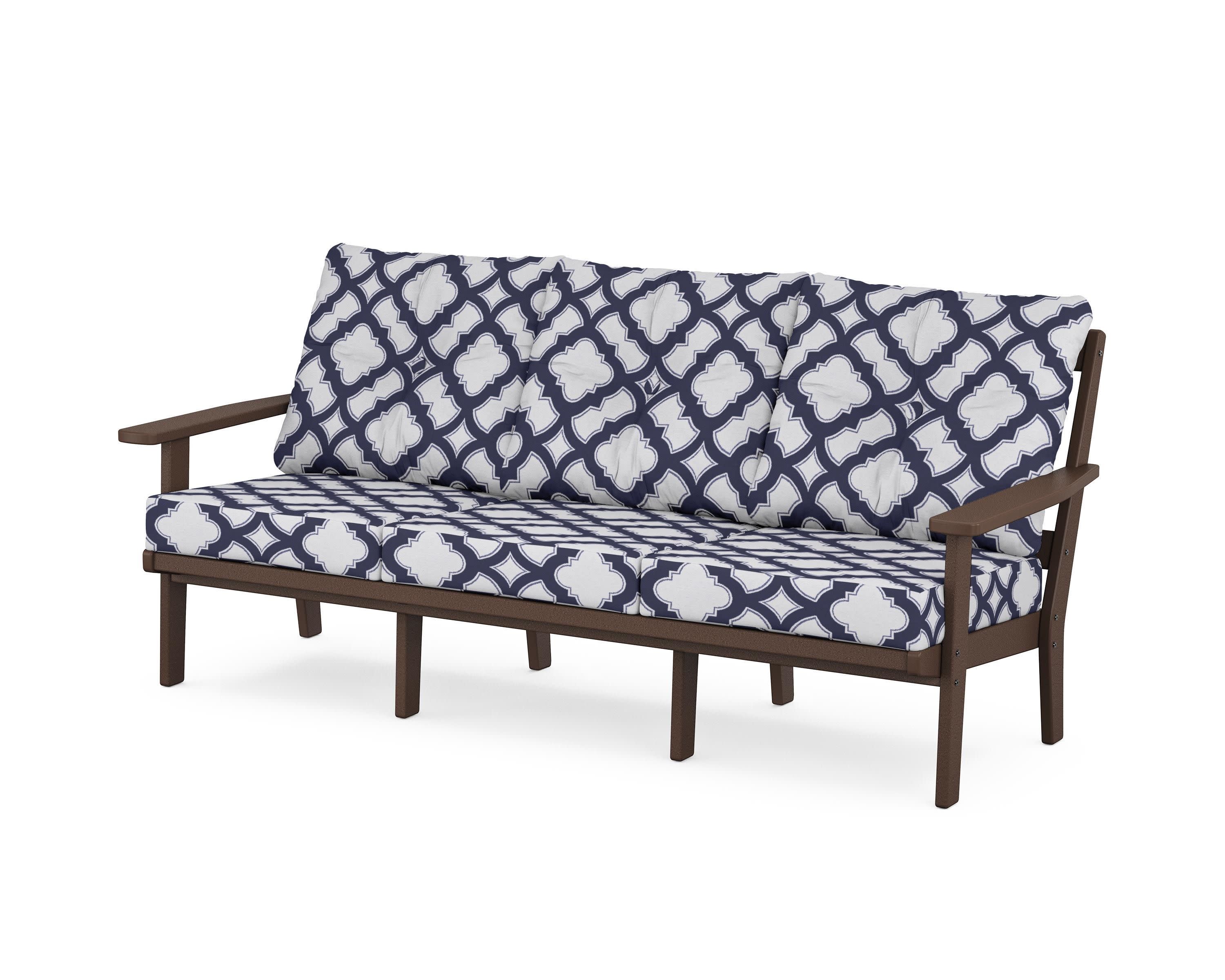Oxford Deep Seating Sofa in Mahogany / Trellis Navy