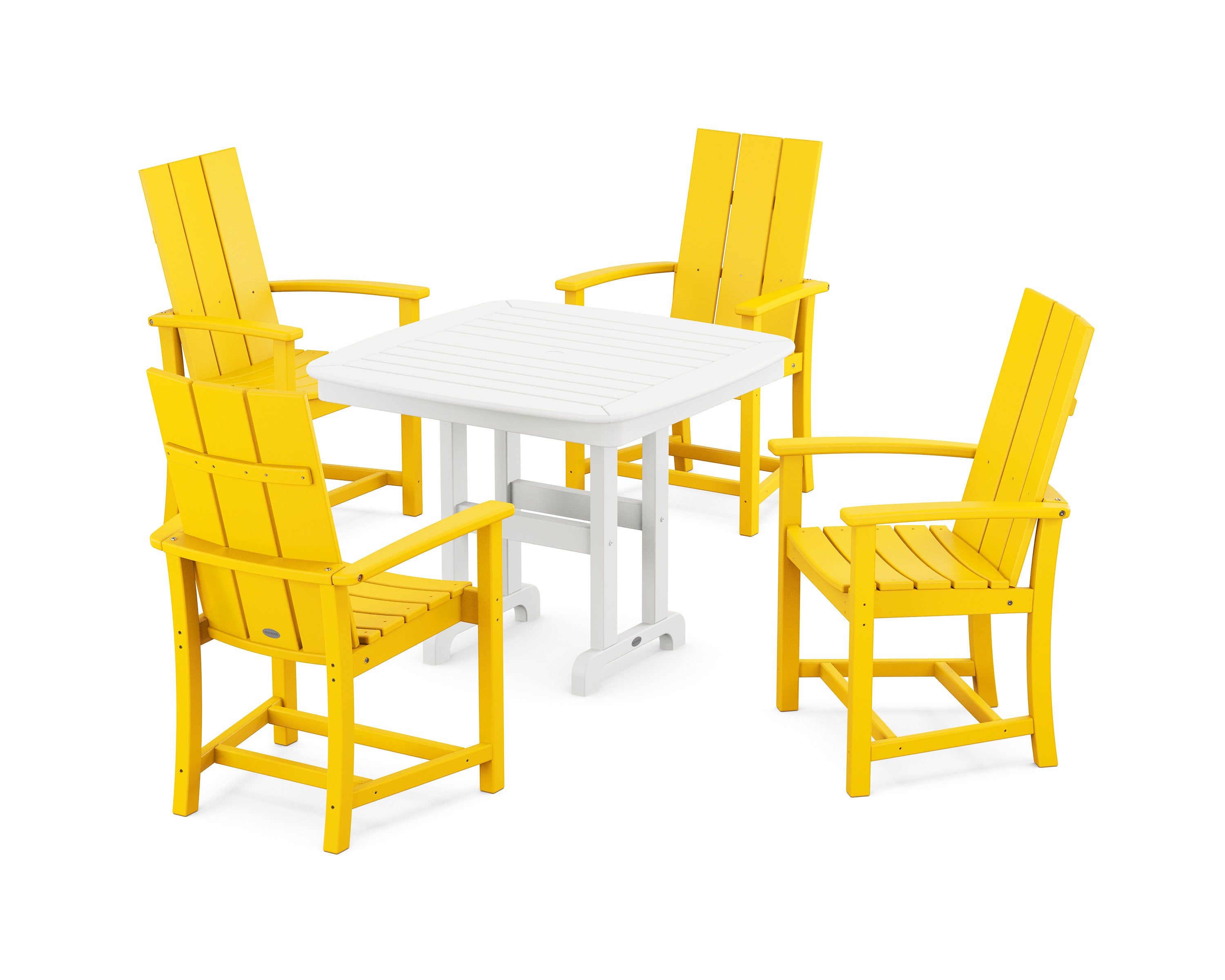 Modern Adirondack 5-Piece Dining Set in Lemon / White
