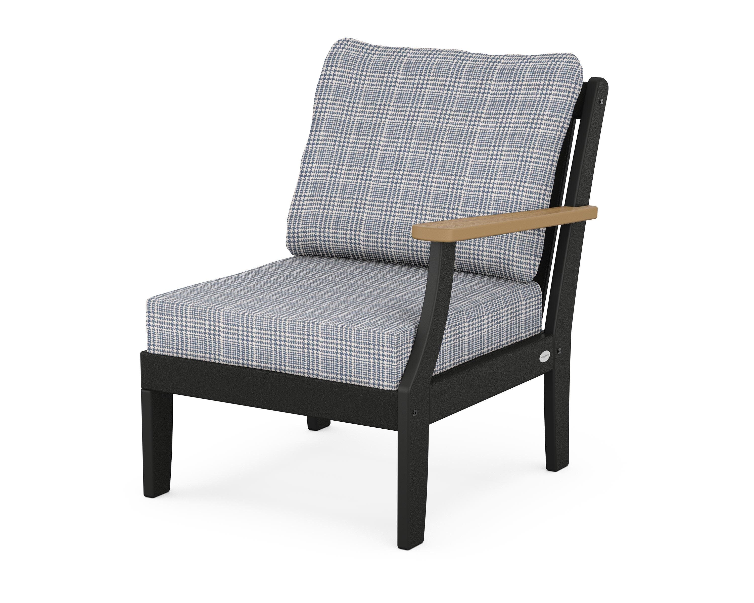 Braxton Modular Right Arm Chair in Black / Natural / Houndstooth Sky Blue