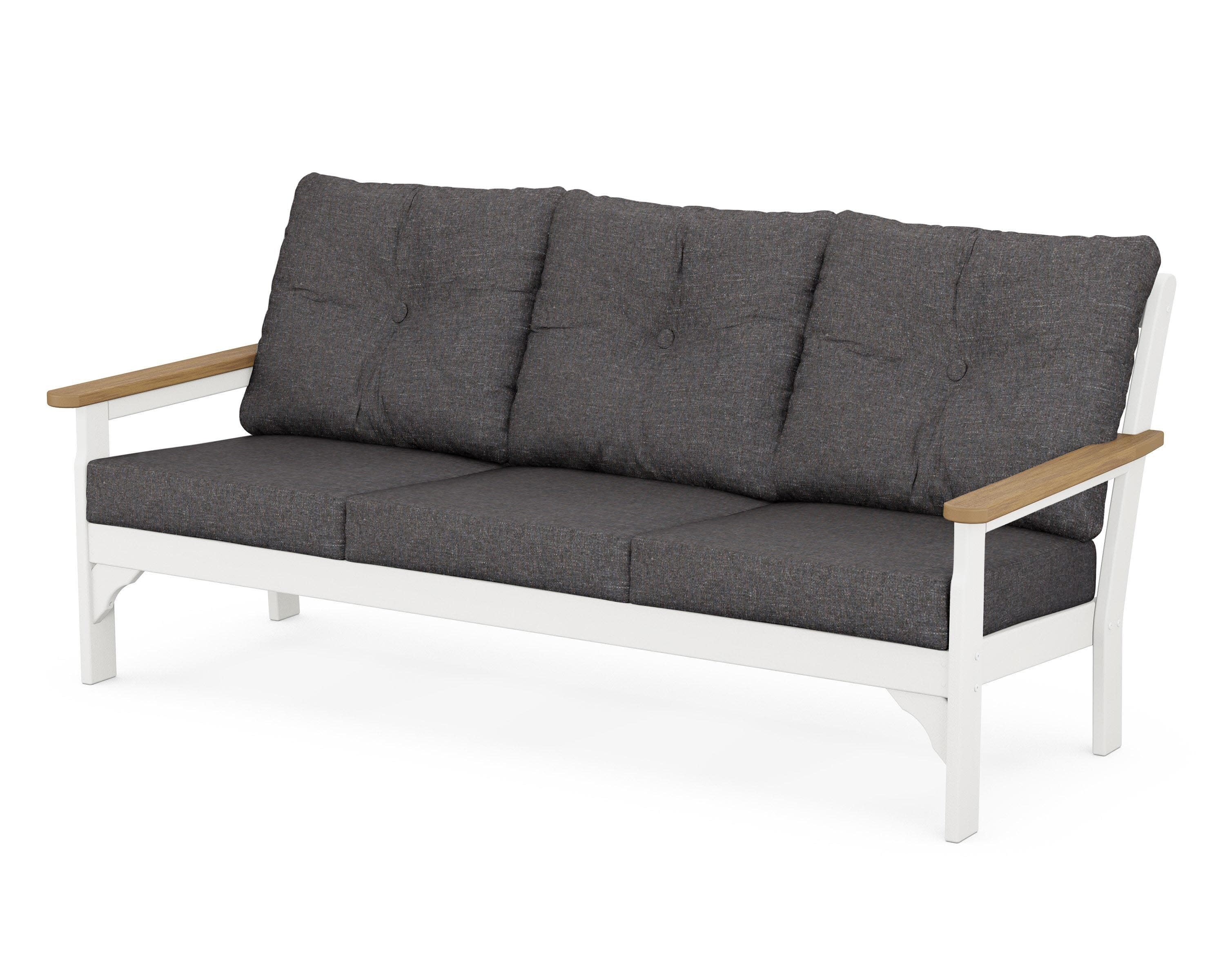 Vineyard Deep Seating Sofa in White / Natural / Ash Charcoal