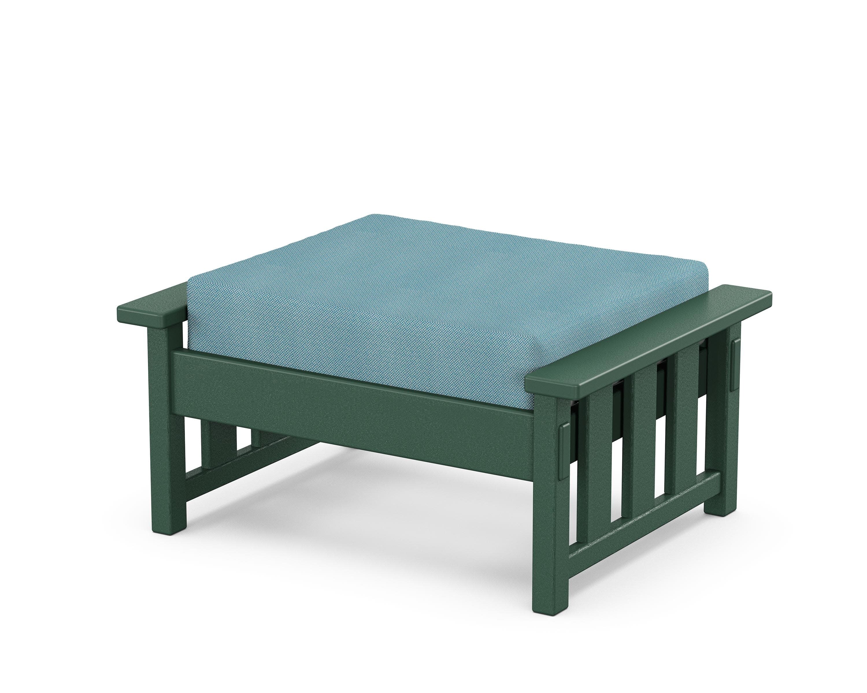 Acadia Deep Seating Ottoman in Green / Lattice Sky Blue
