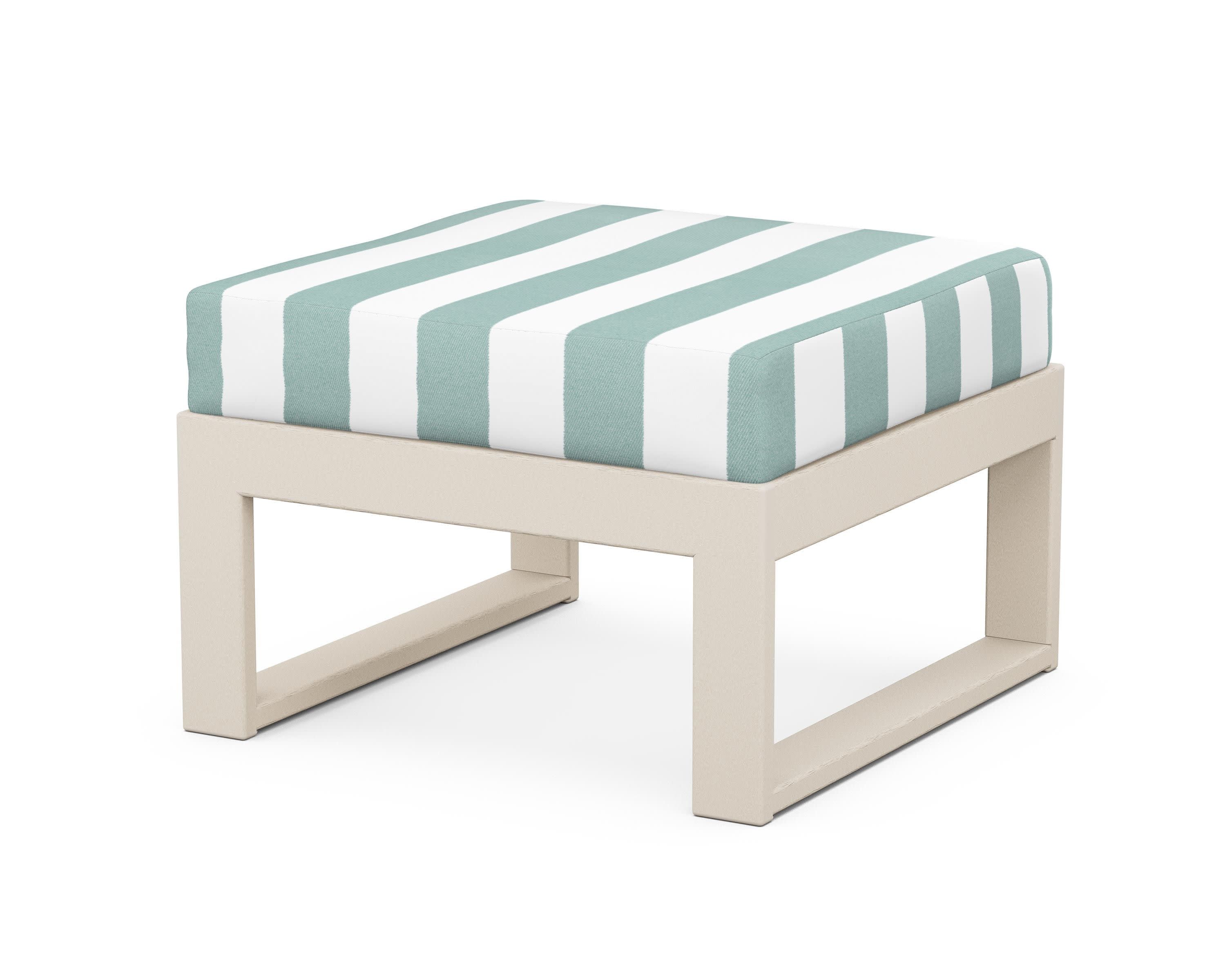 Modular Ottoman - Modern in Sand / Cabana Stripe Glacier Spa