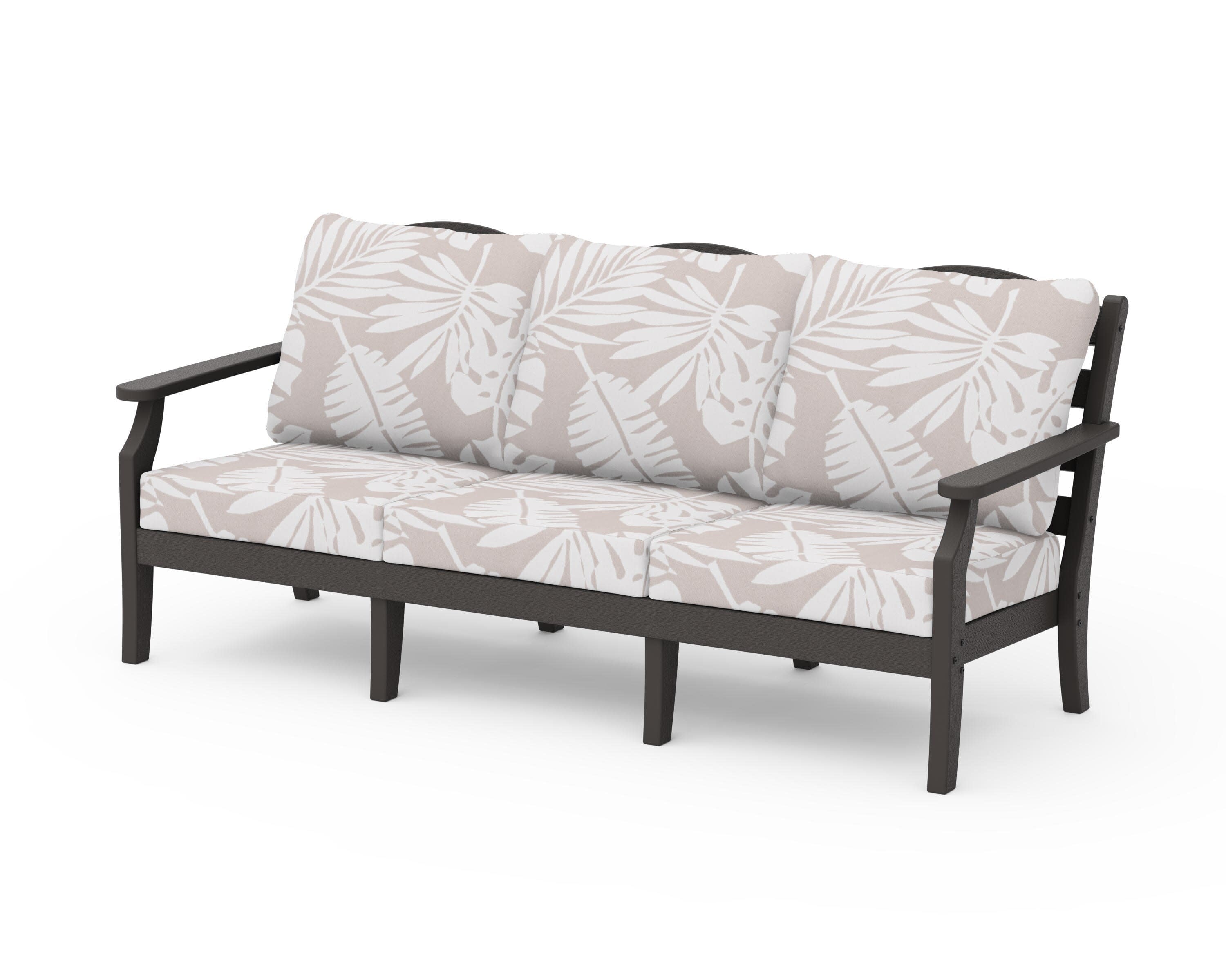 Savannah Deep Seating Sofa in Vintage Coffee / Leaf Dune Burlap