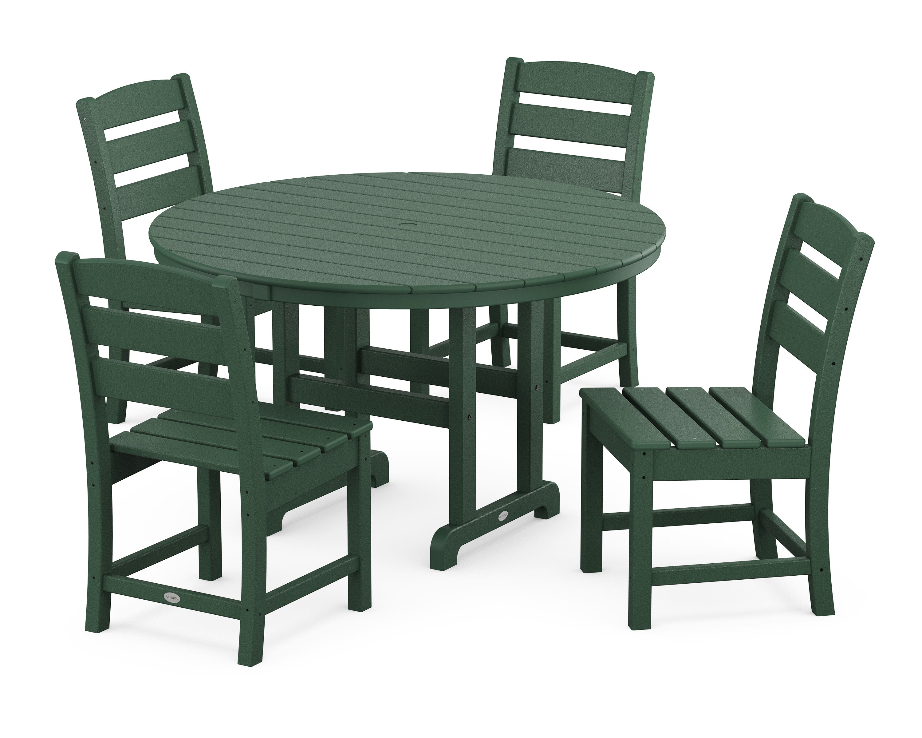Lakeside 5-Piece Round Farmhouse Side Chair Dining Set in Green