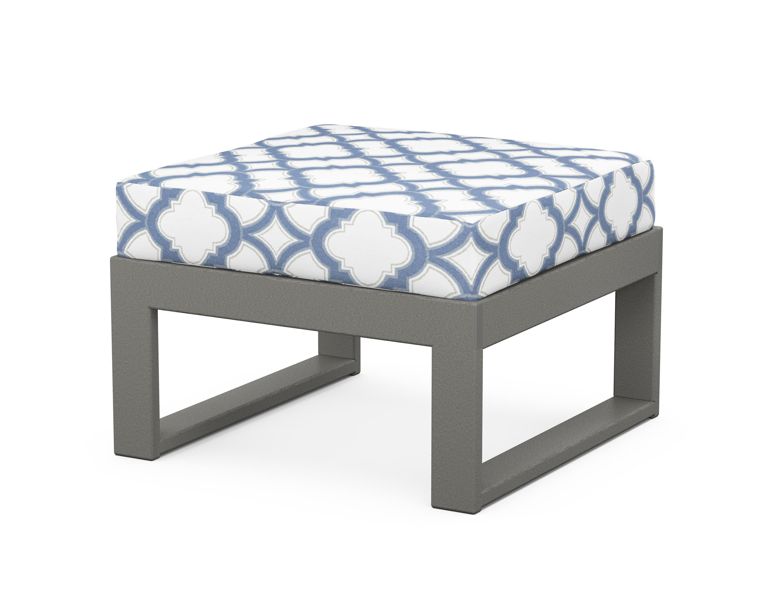 Modular Ottoman - Modern in Slate Grey / Trellis Sky Blue