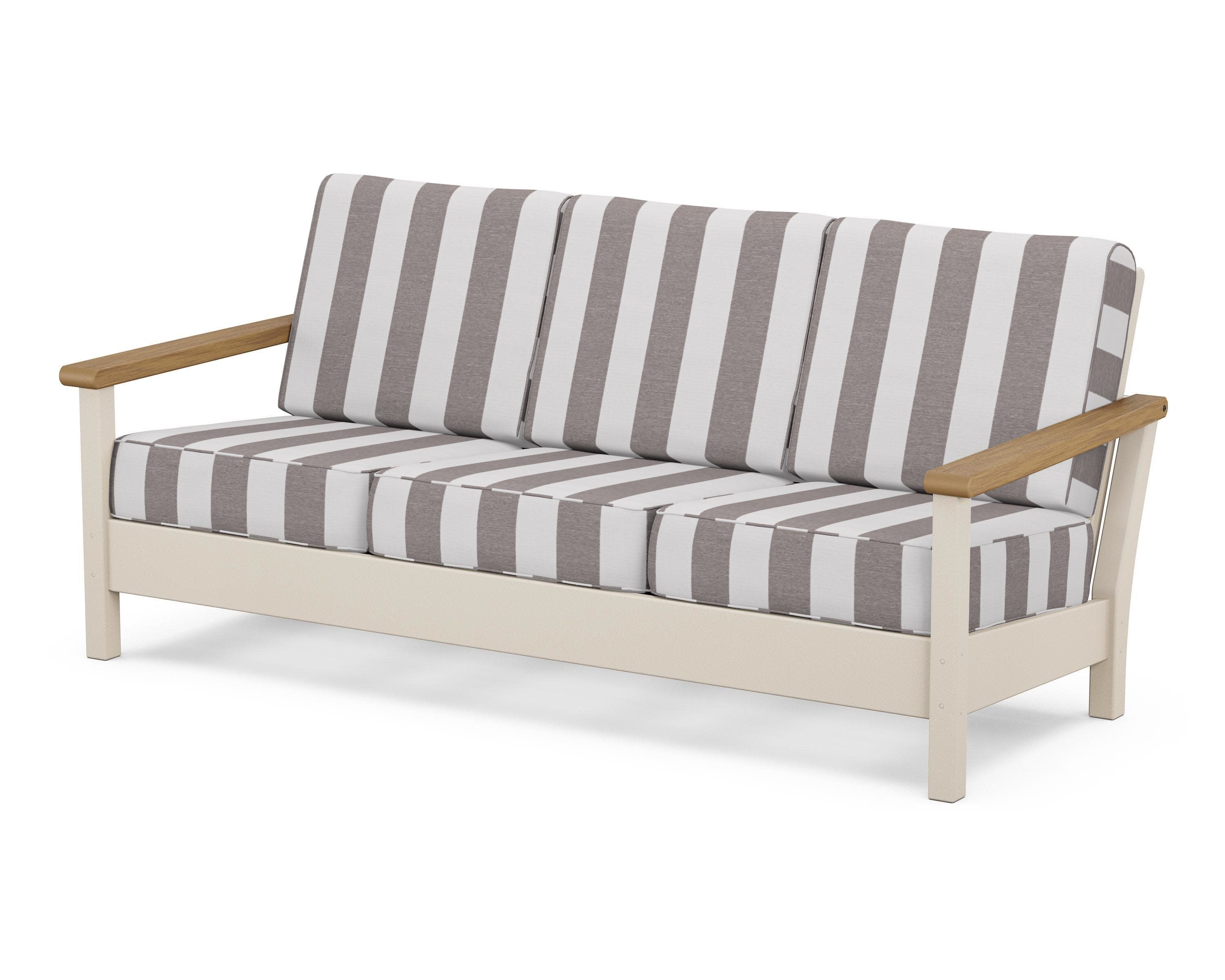 Harbour Deep Seating Sofa in Sand / Natural / Cabana Stripe Grey Mist