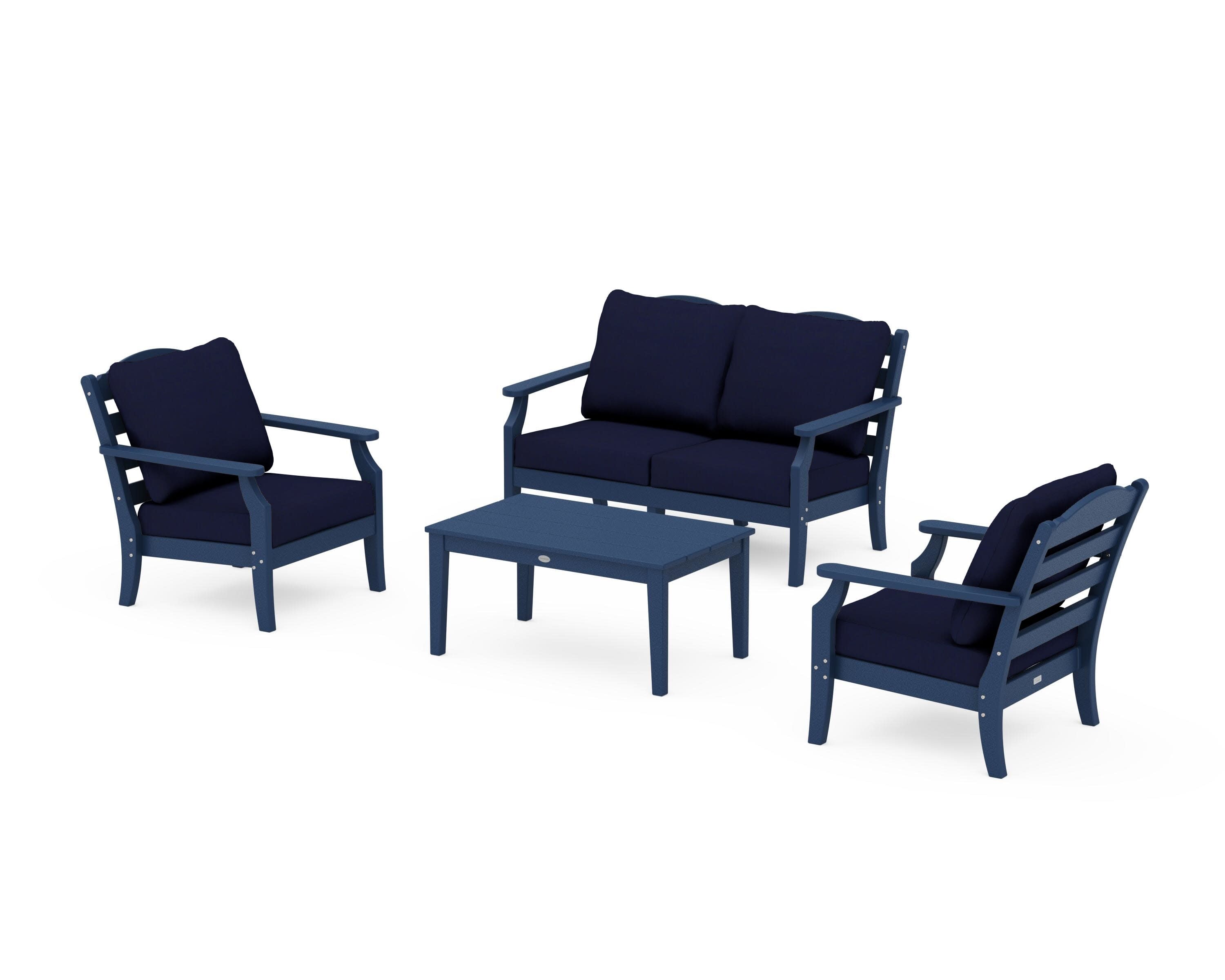 Savannah 4-Piece Deep Seating Set with Loveseat in Navy / Navy