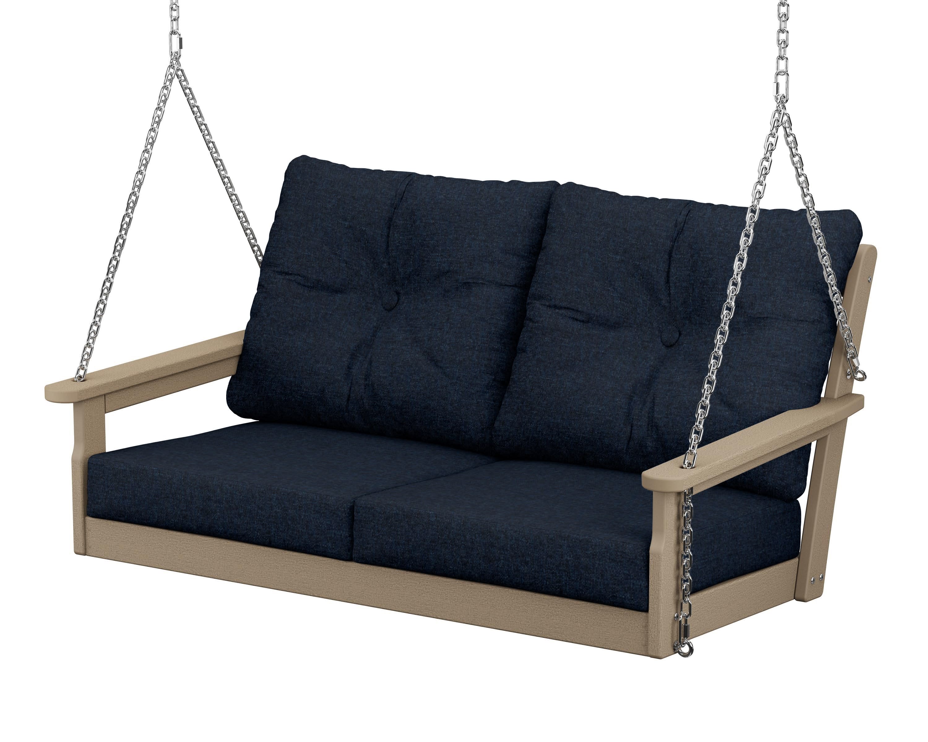 Vineyard Deep Seating Swing in Vintage Sahara / Marine Indigo