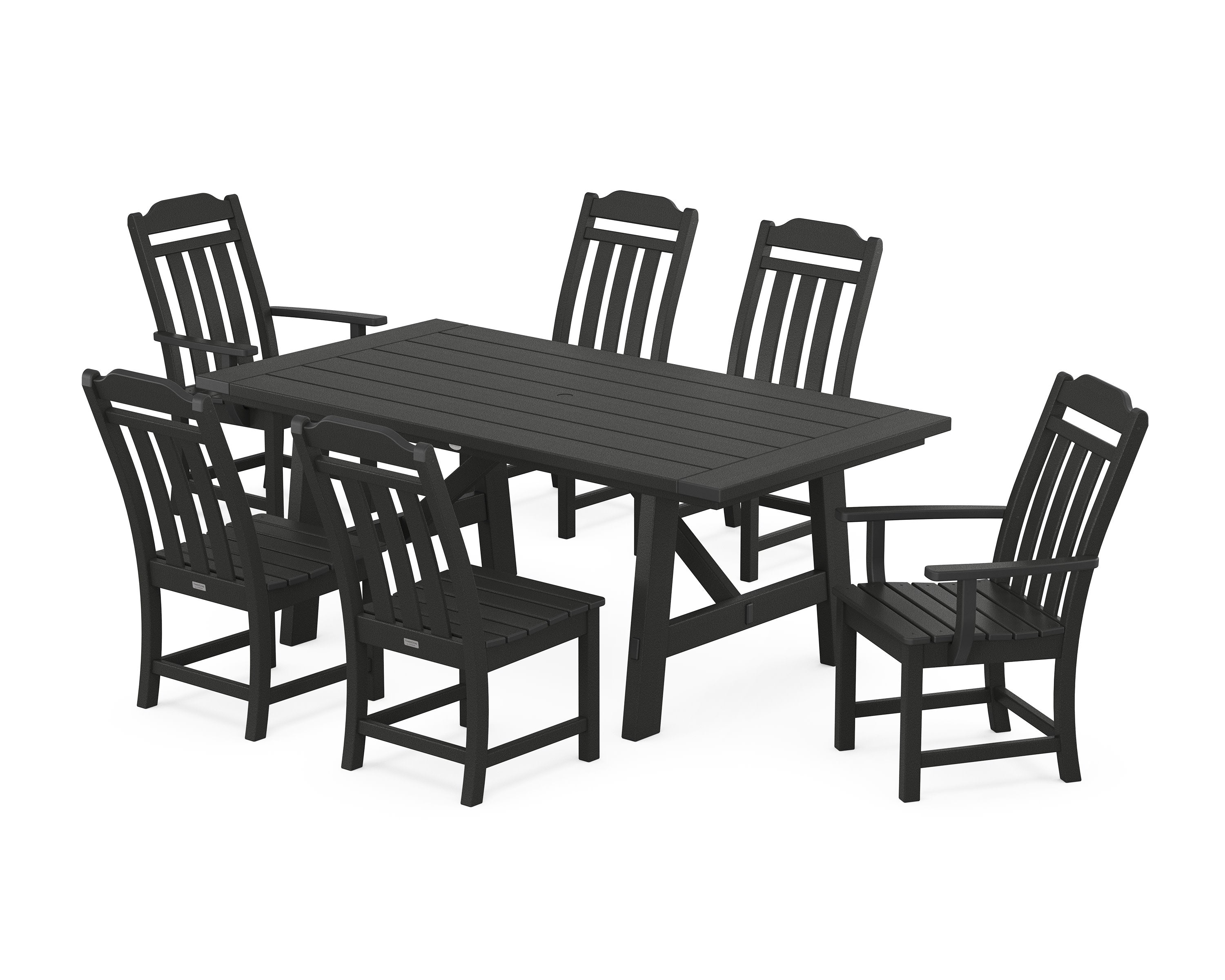 Cottage 7-Piece Rustic Farmhouse Dining Set in Black