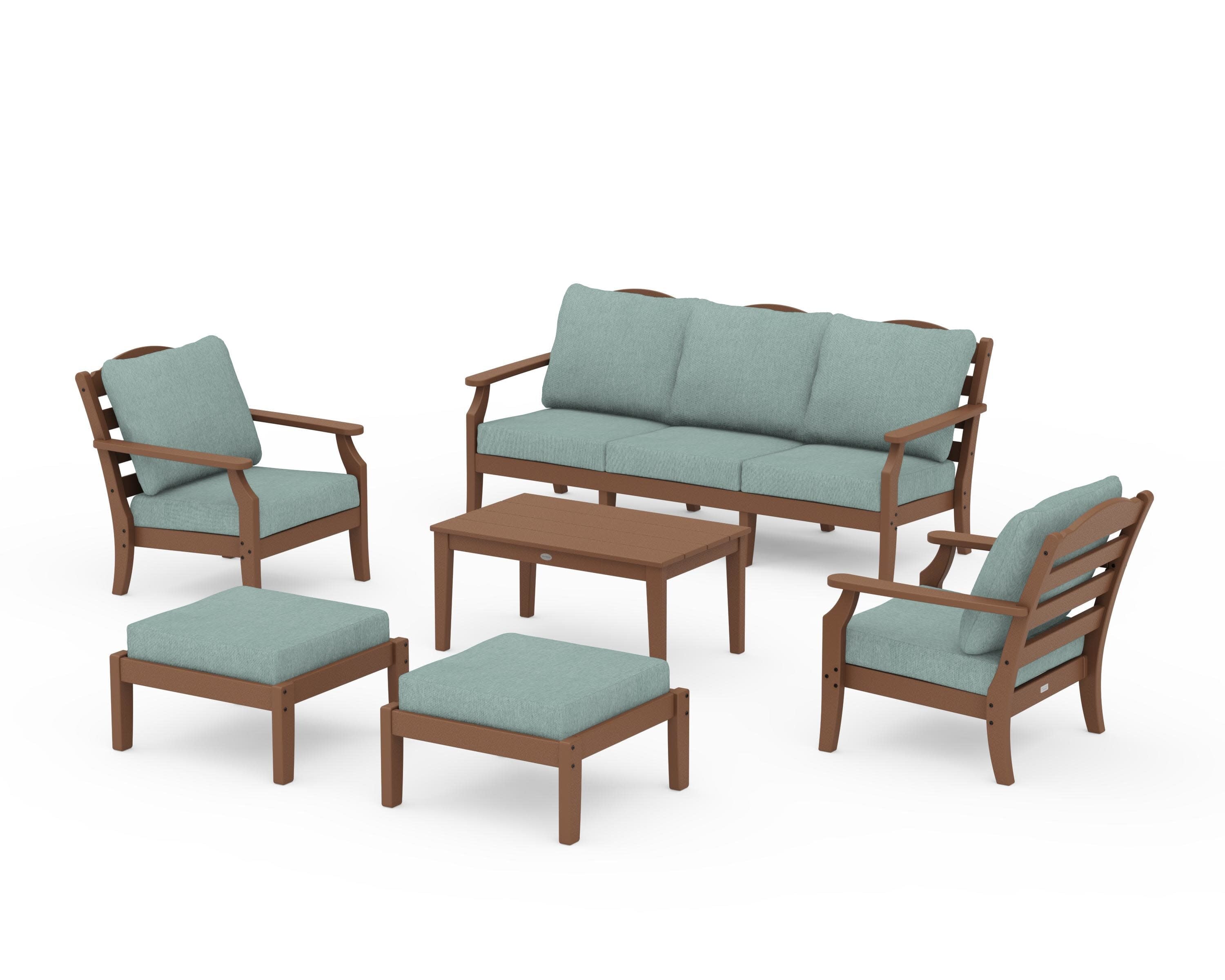 Savannah 6-Piece Lounge Sofa Set in Teak / Glacier Spa
