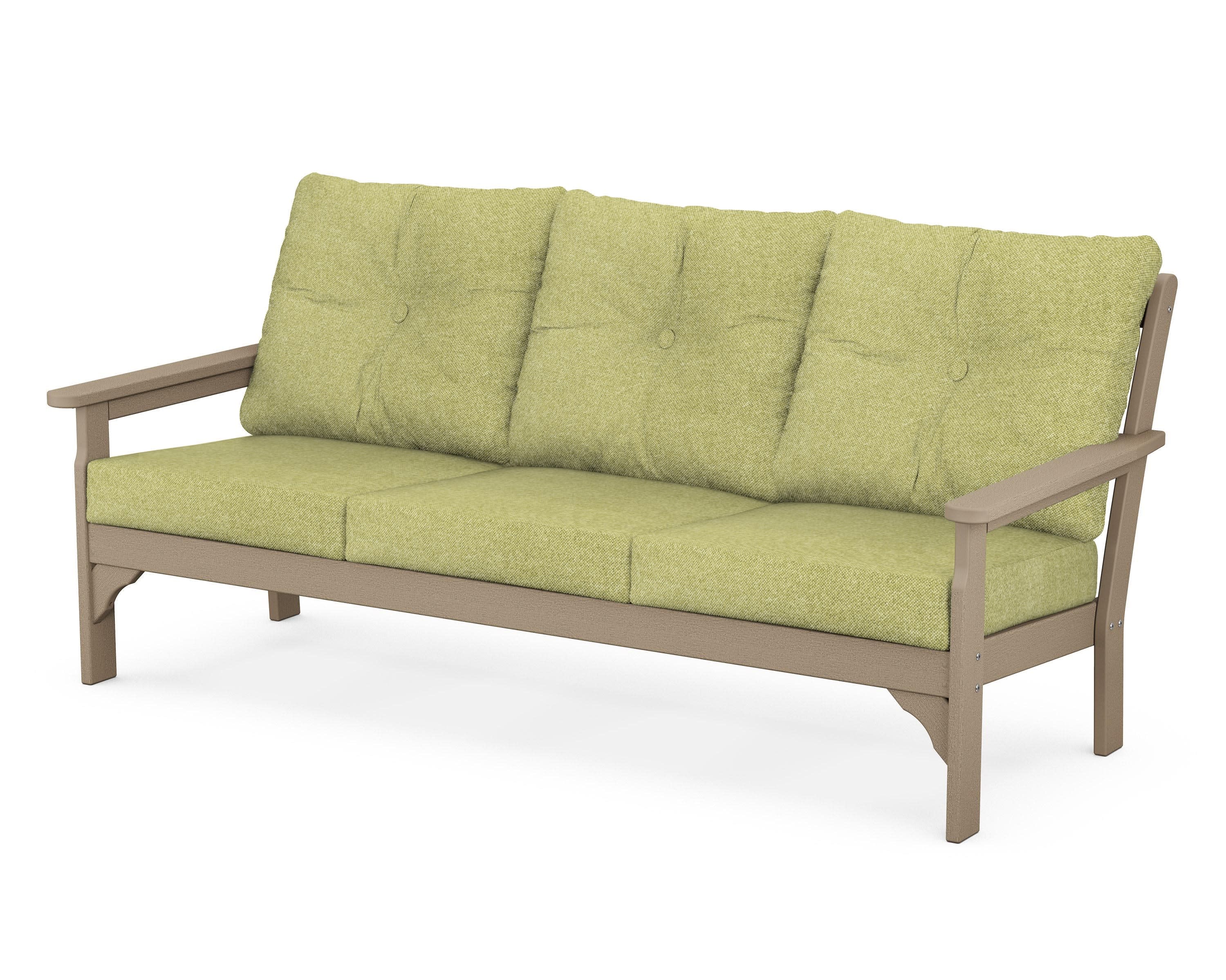 Vineyard Deep Seating Sofa in Vintage Sahara / Chartreuse Boucle