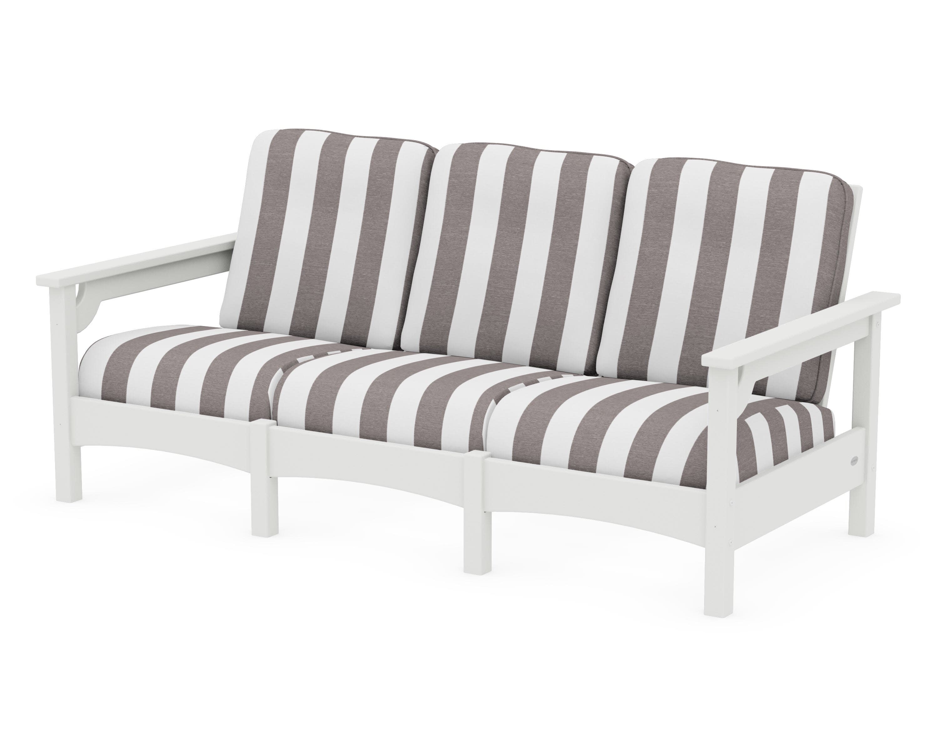 Club Sofa in Vintage White / Cabana Stripe Grey Mist
