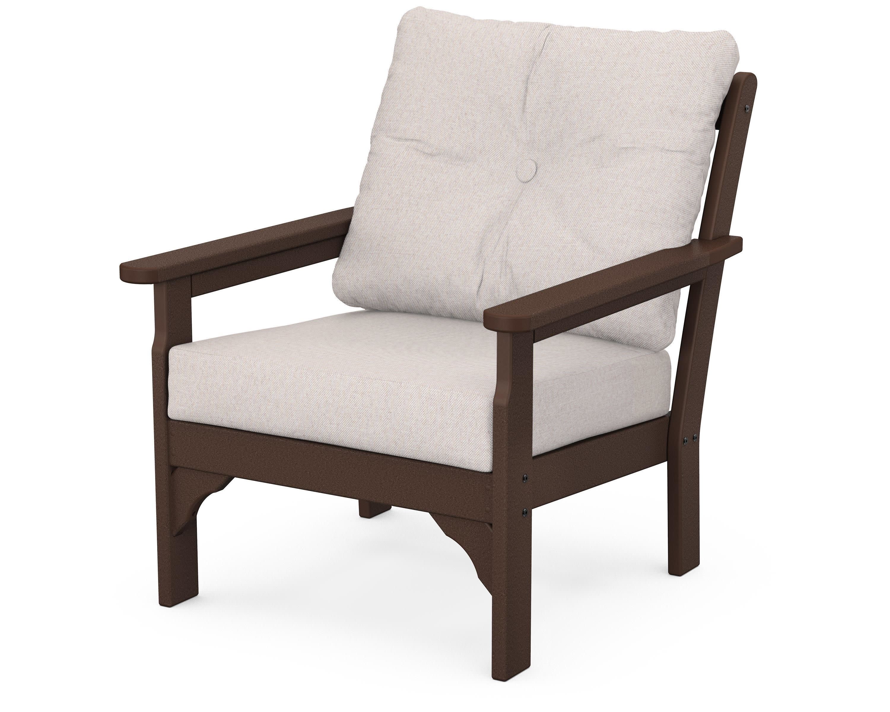 Vineyard Deep Seating Chair in Mahogany / Dune Burlap