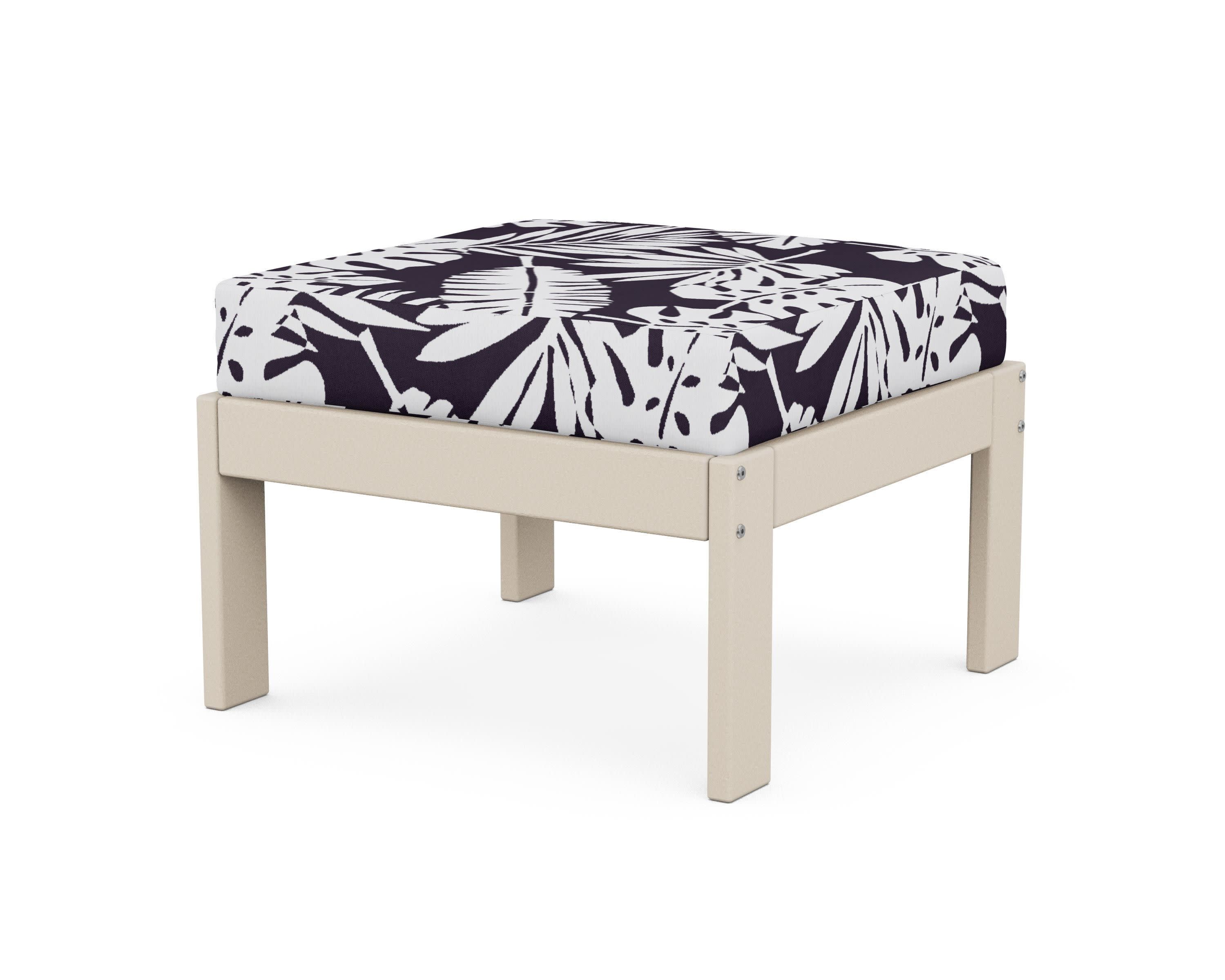 Vineyard Modular Ottoman in Sand / Leaf Navy