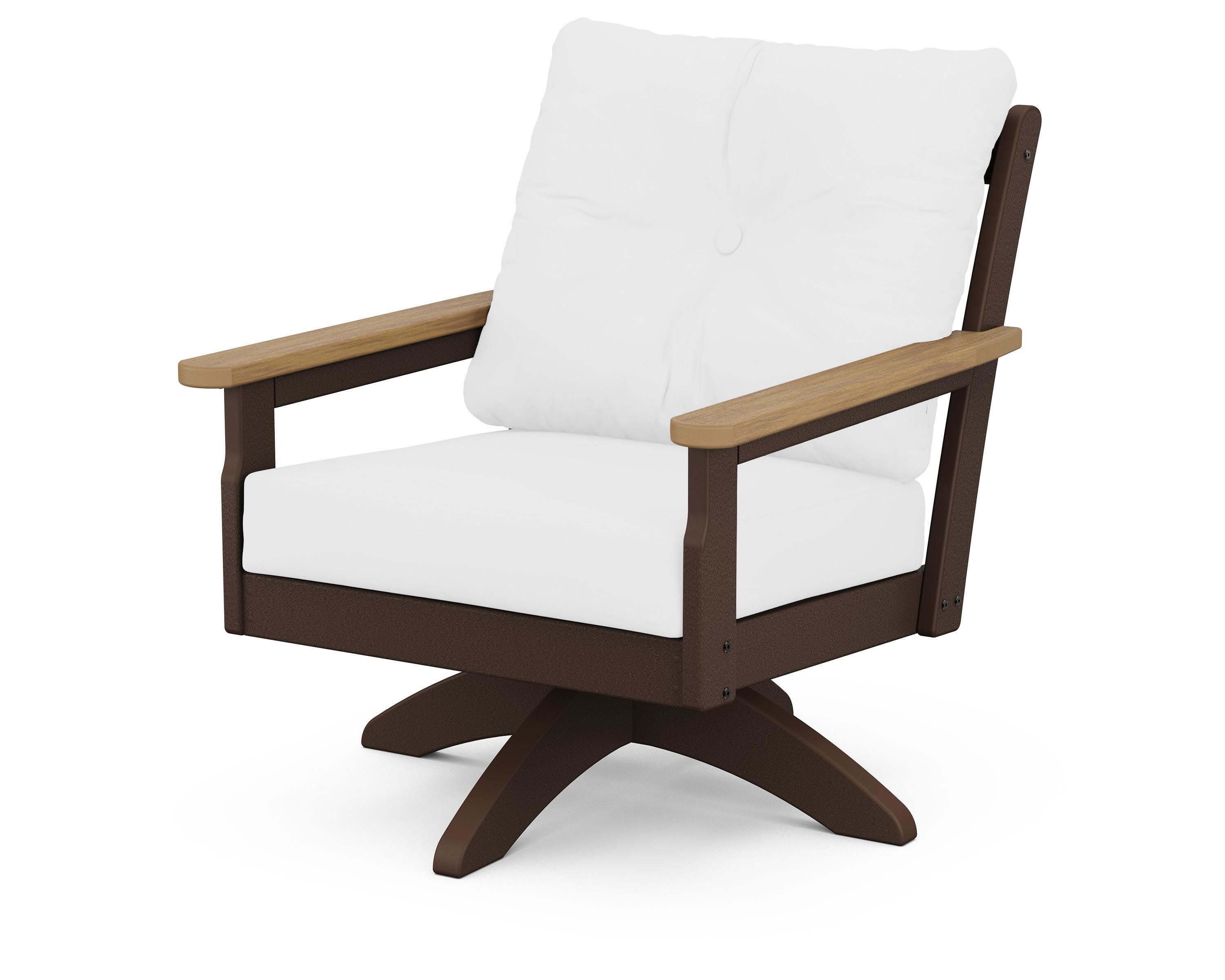 Vineyard Deep Seating Swivel Chair in Mahogany / Natural / Natural