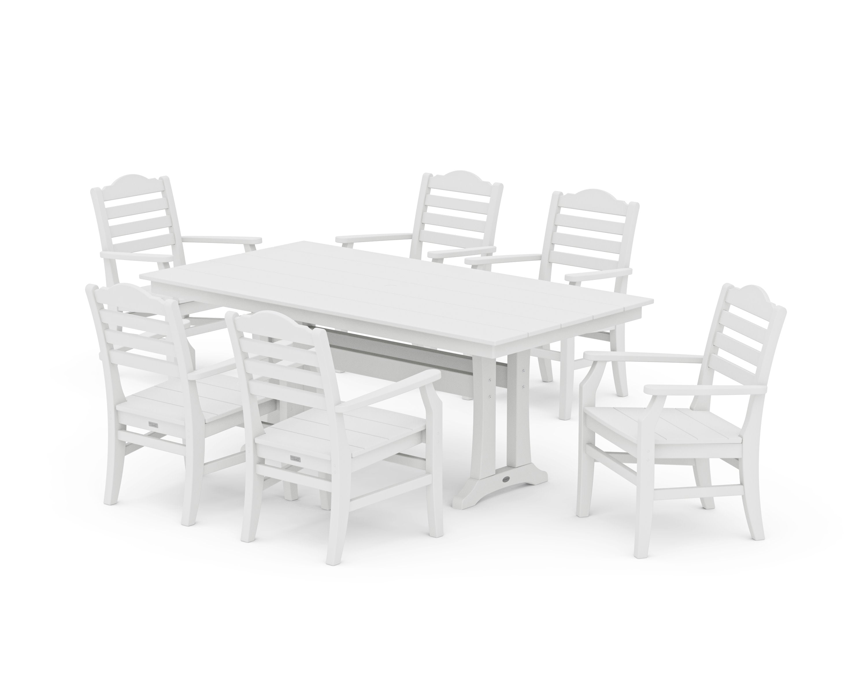 Savannah Arm Chair 7-Piece Farmhouse Dining Set with Trestle Legs in White