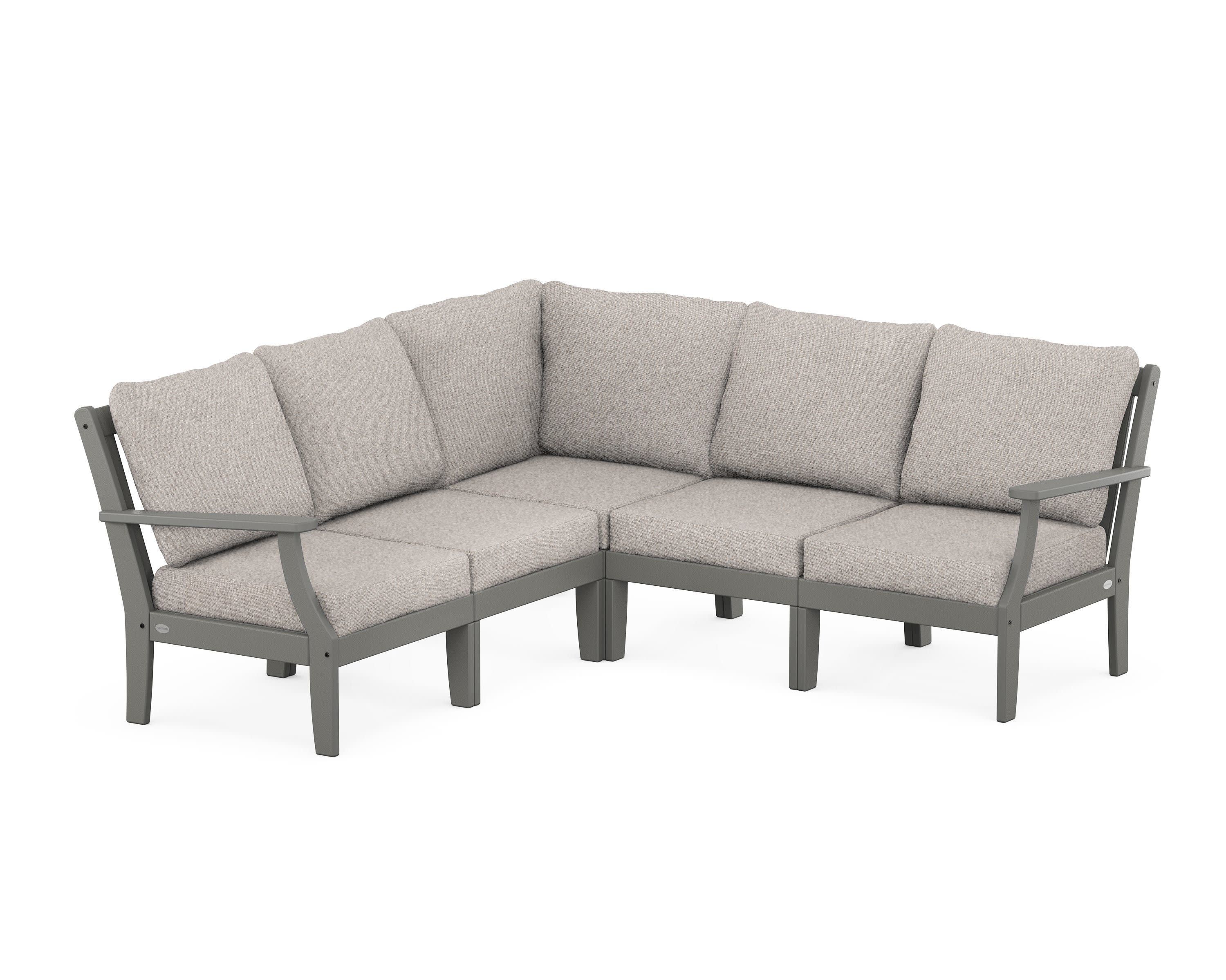 Braxton Modular 5-Piece Deep Seating Set in Slate Grey / Weathered Tweed