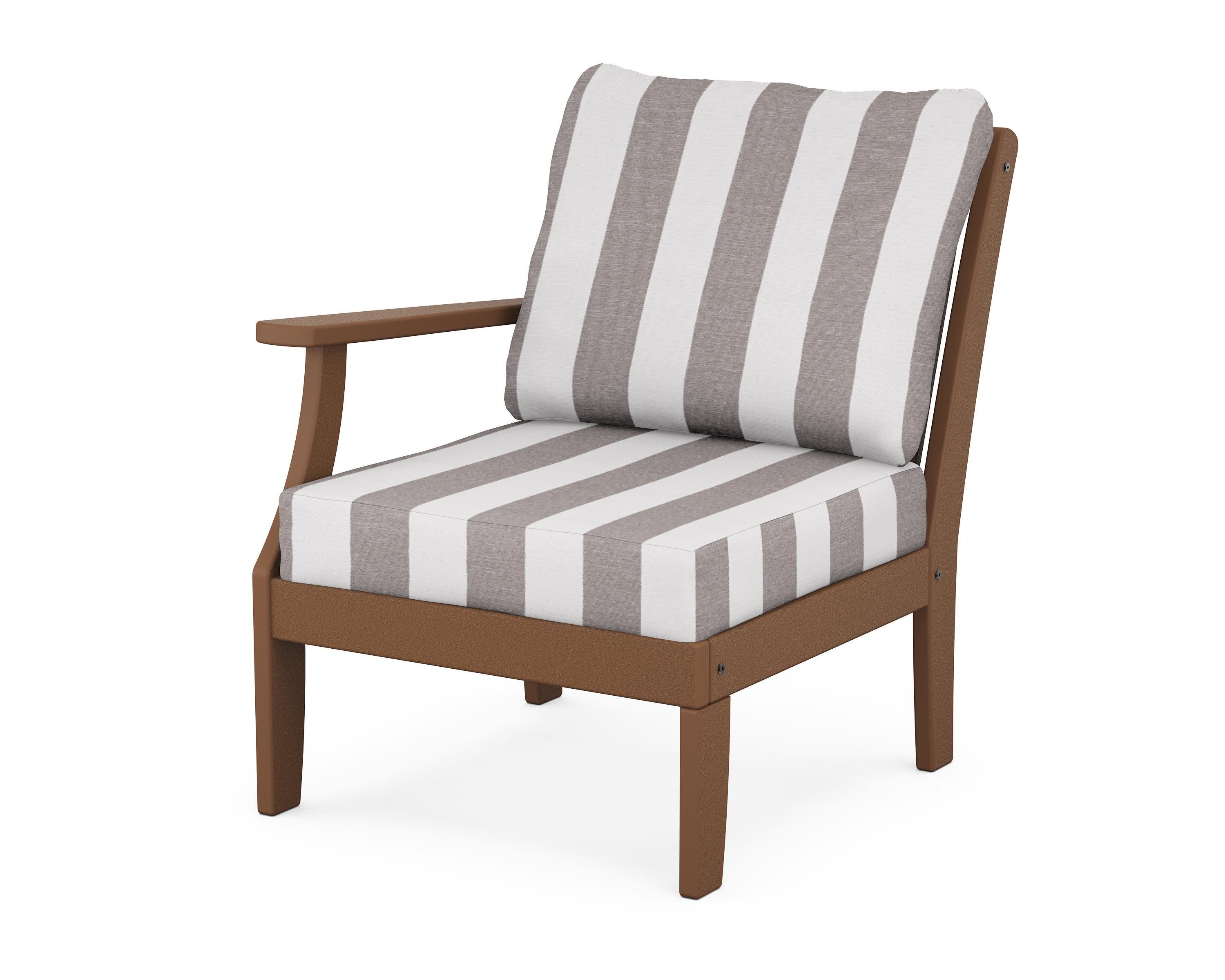 Braxton Modular Left Arm Chair in Teak / Cabana Stripe Grey Mist