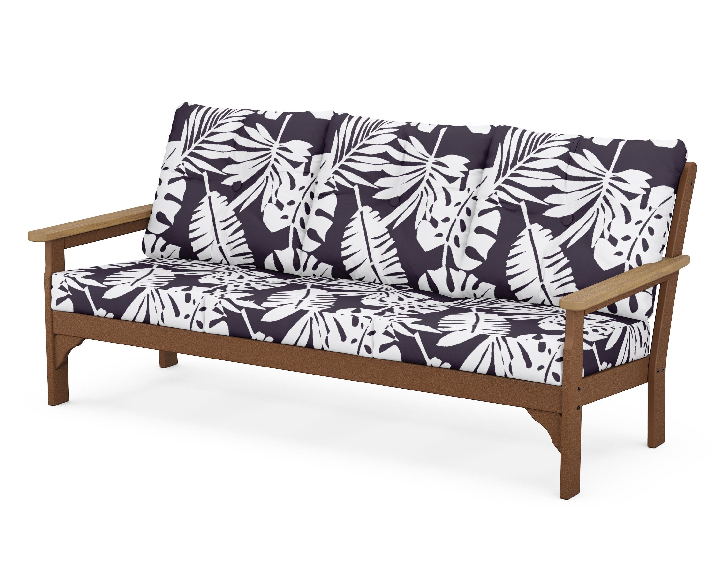 Vineyard Deep Seating Sofa in Teak / Natural / Leaf Navy