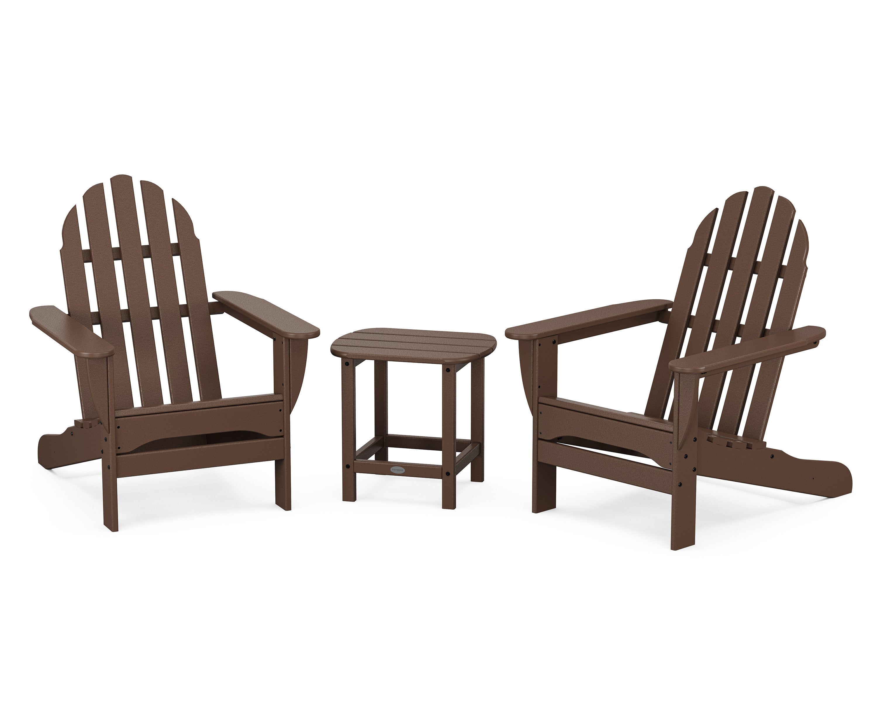 Classic Adirondack 3-Piece Set with South Beach 18" Side Table in Mahogany