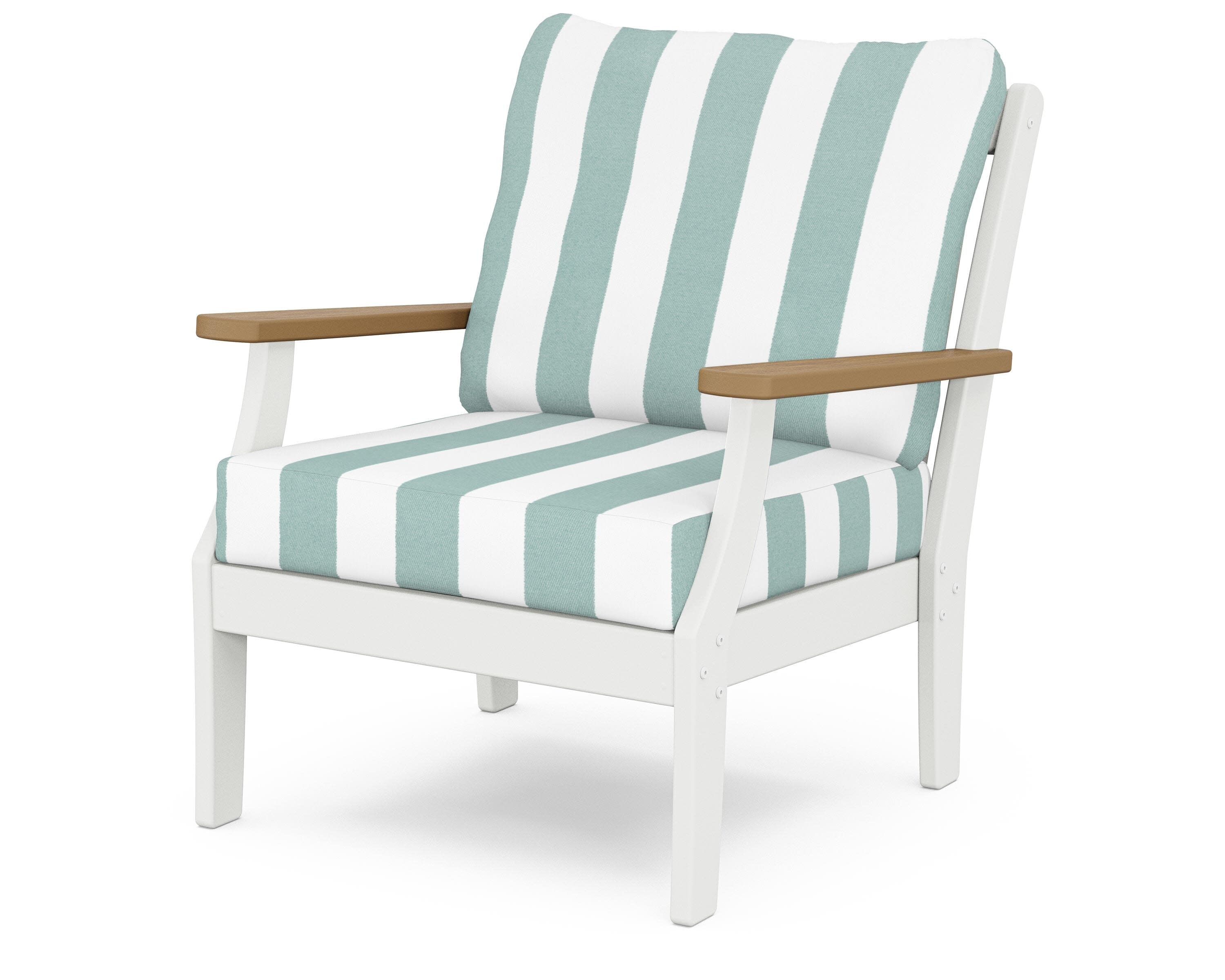Braxton Deep Seating Chair in White / Natural / Cabana Stripe Glacier Spa