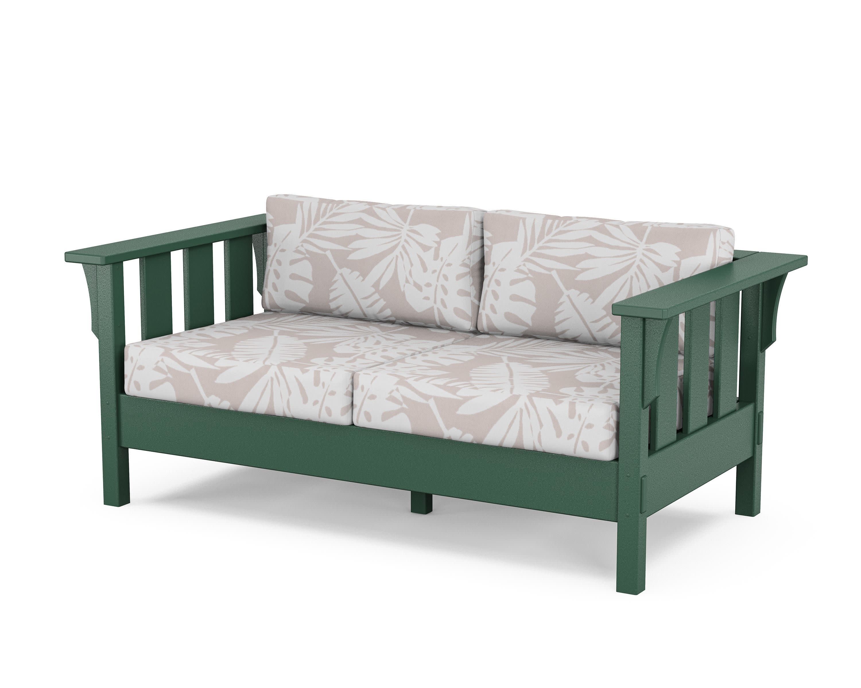 Acadia Deep Seating Loveseat in Green / Leaf Dune Burlap