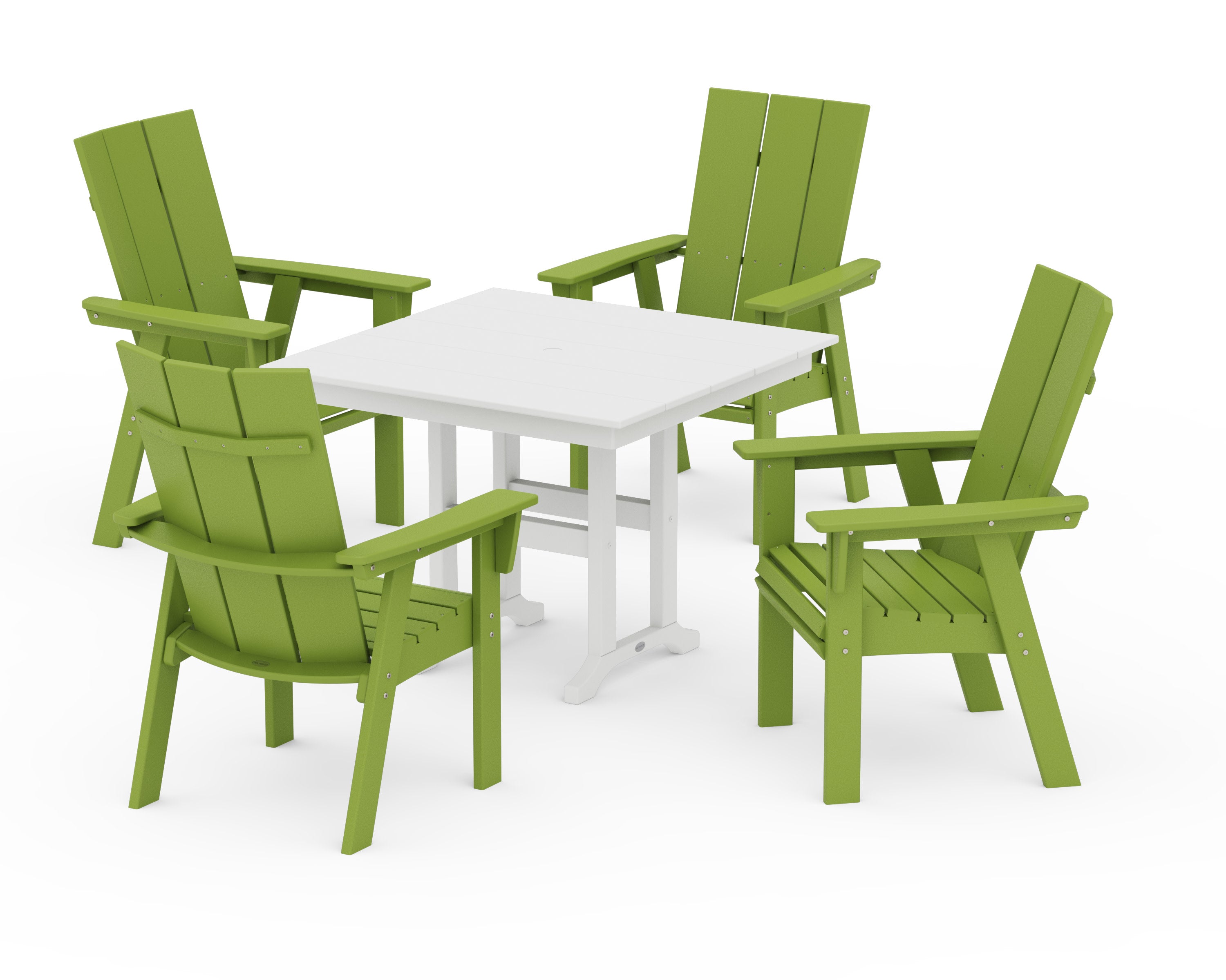 Modern Adirondack 5-Piece Farmhouse Dining Set in Lime / White