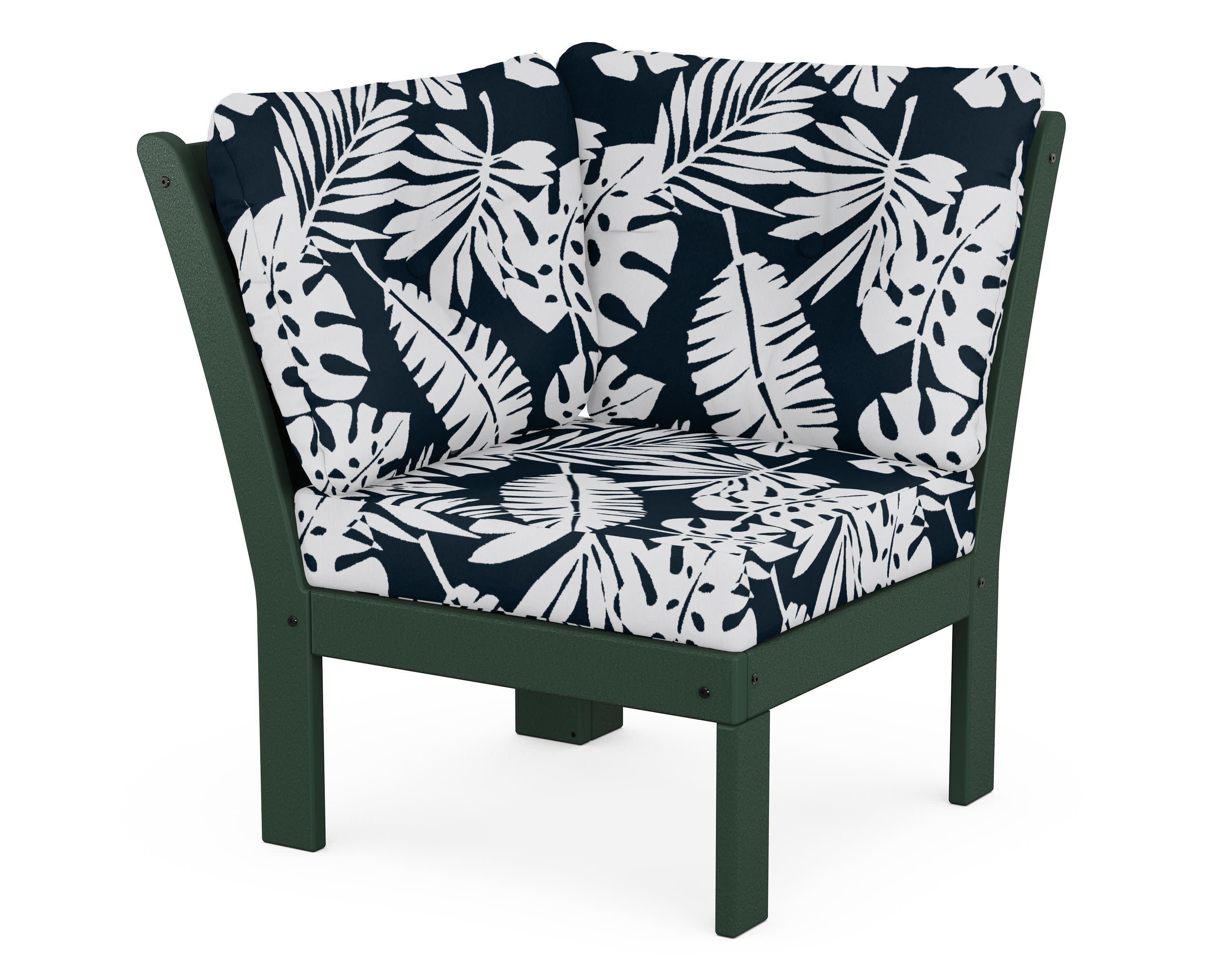 Vineyard Modular Corner Chair in Green / Leaf Marine Indigo