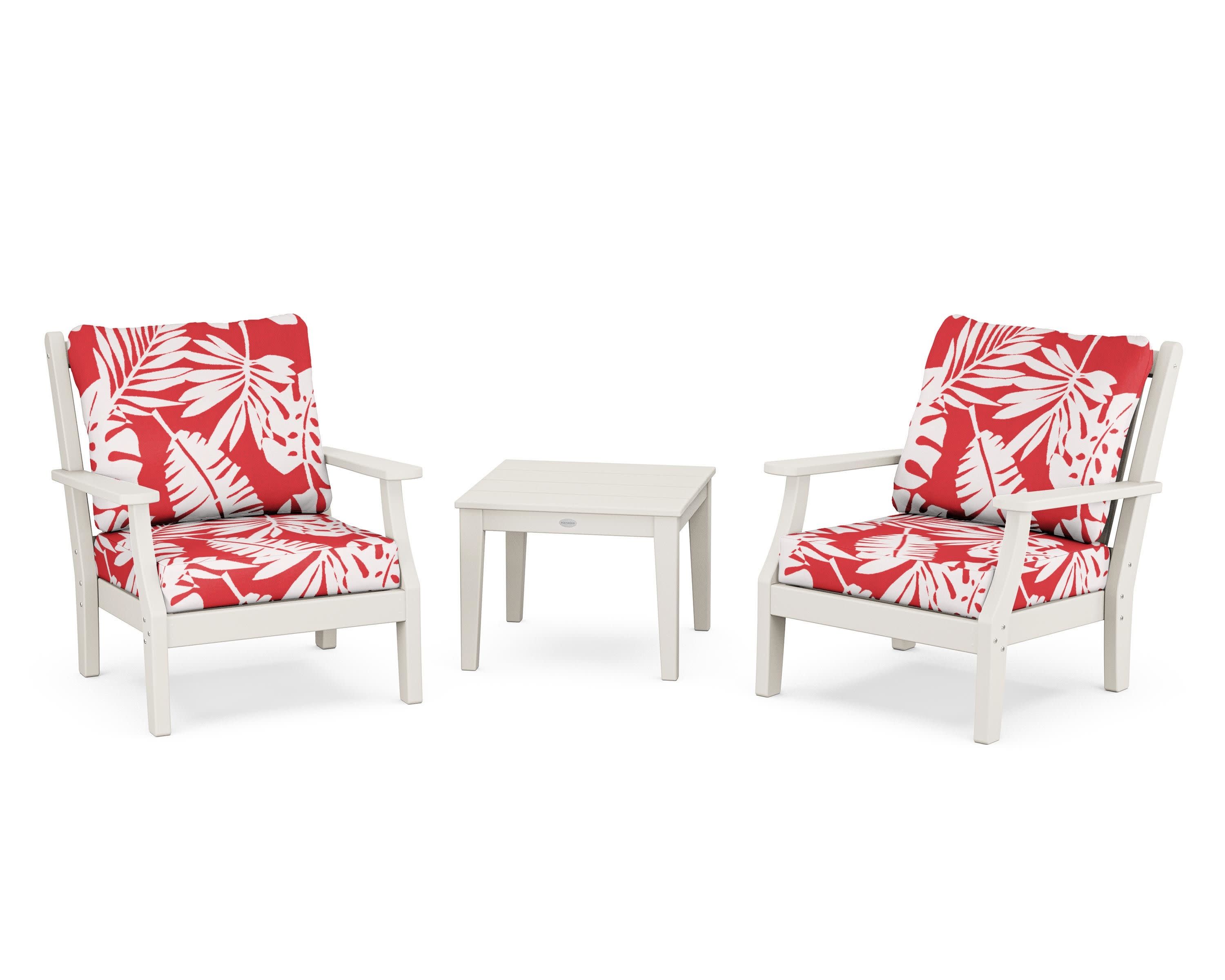 Wovendale 3-Piece Deep Seating Set in Sand / Leaf Crimson