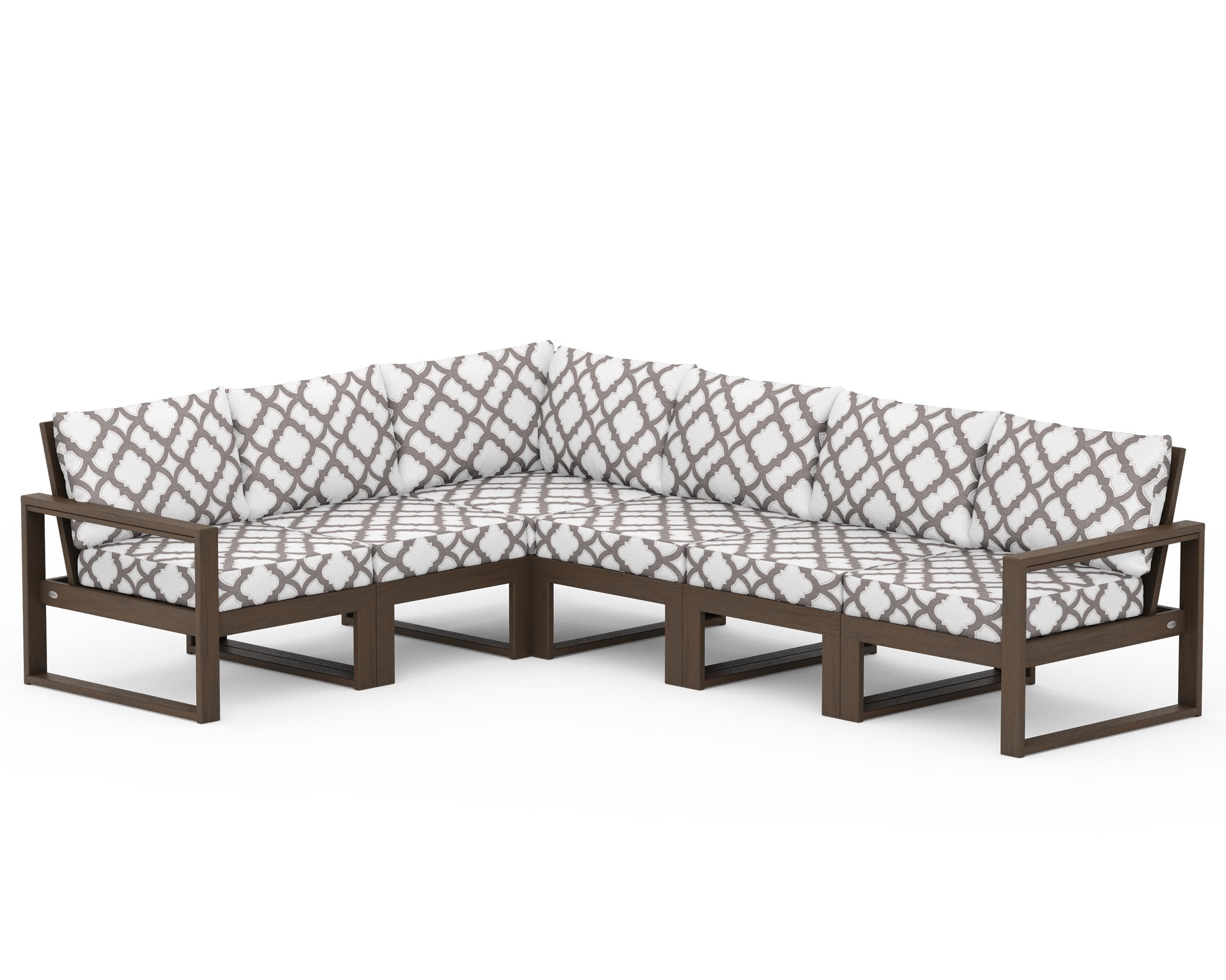 EDGE 6-Piece Modular Deep Seating Set in Kona / Trellis Grey Mist