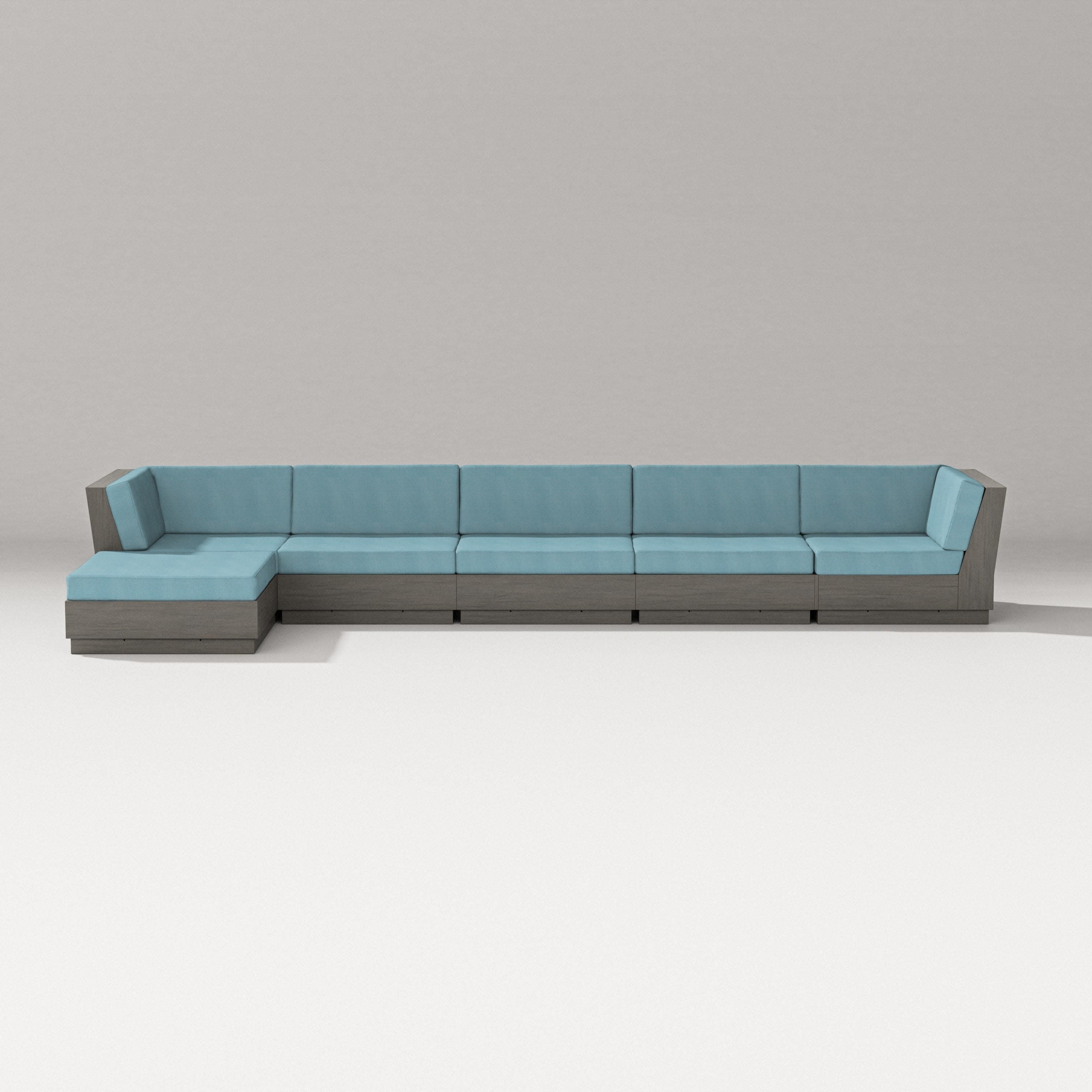 Elevate 6-Piece Chaise Sectional in Driftwood / Lattice Sky Blue