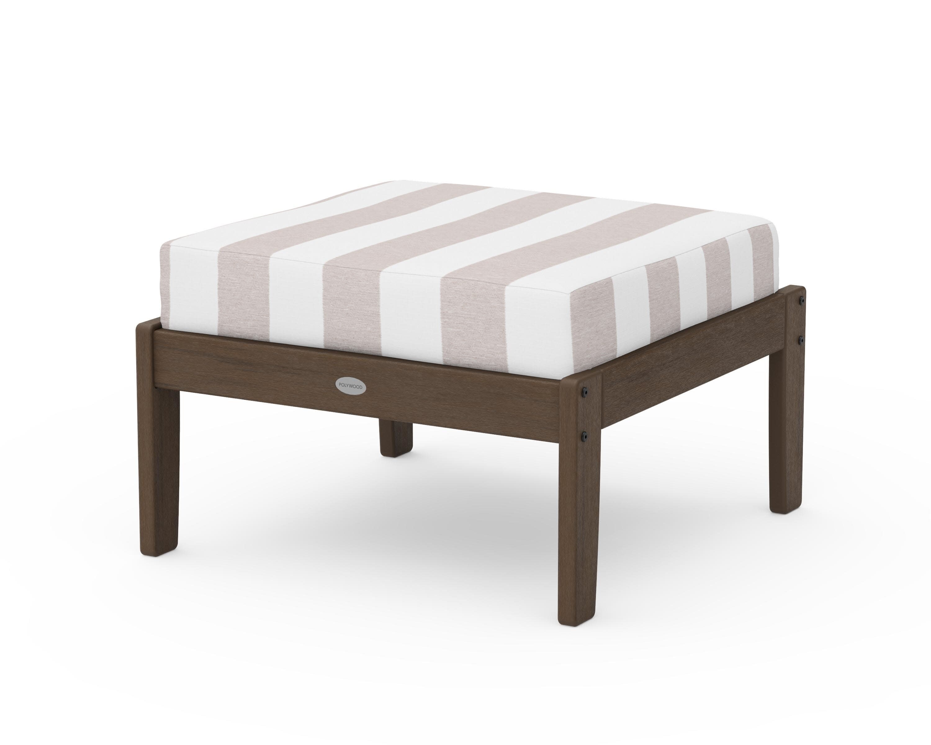 Braxton Deep Seating Ottoman in Kona / Cabana Stripe Dune Burlap