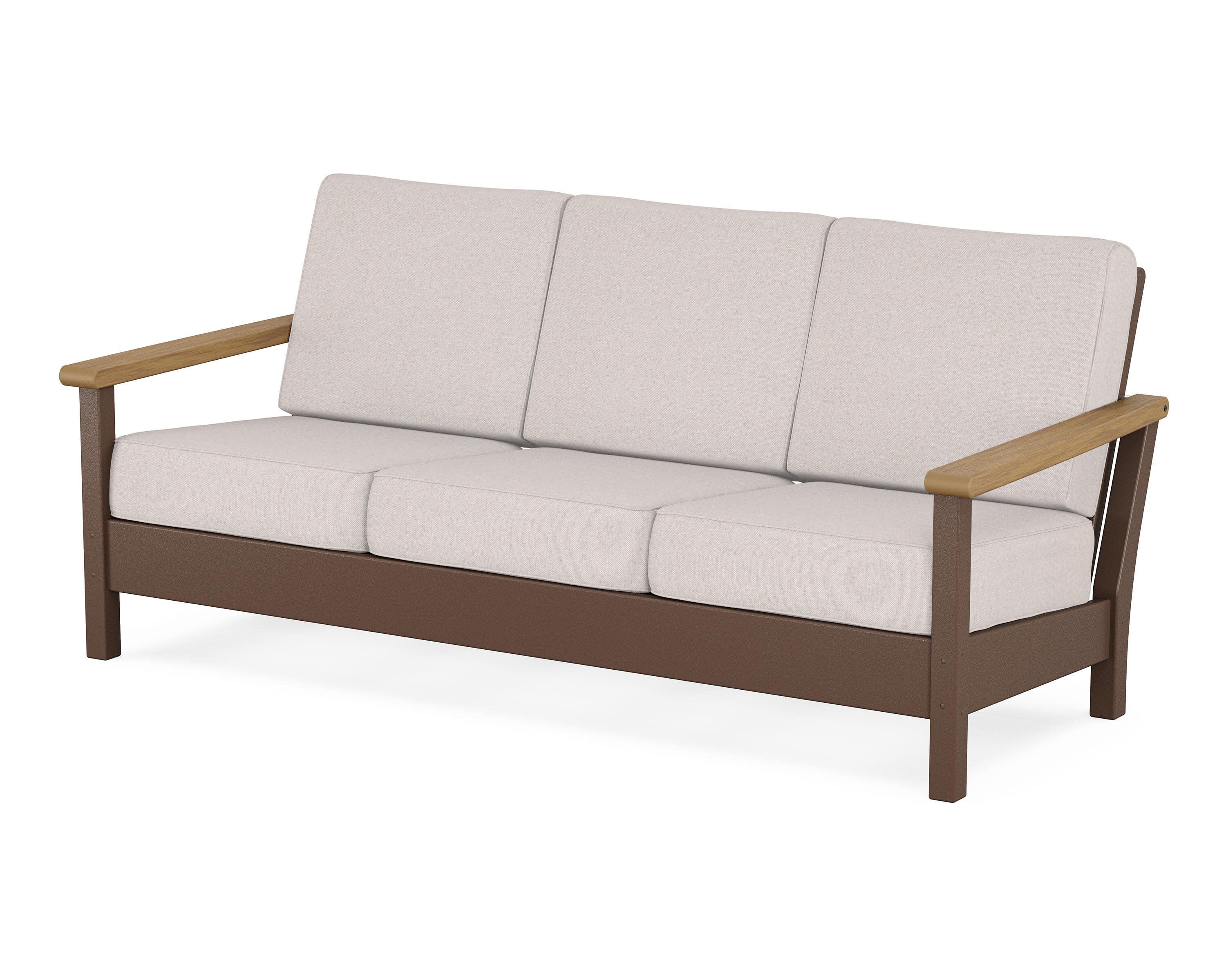 Harbour Deep Seating Sofa in Mahogany / Natural / Dune Burlap