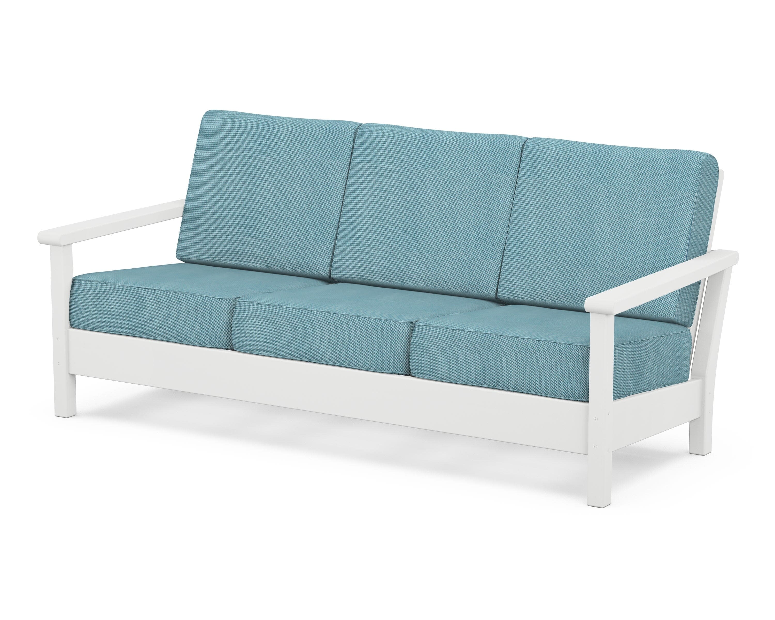 Harbour Deep Seating Sofa in White / Lattice Sky Blue