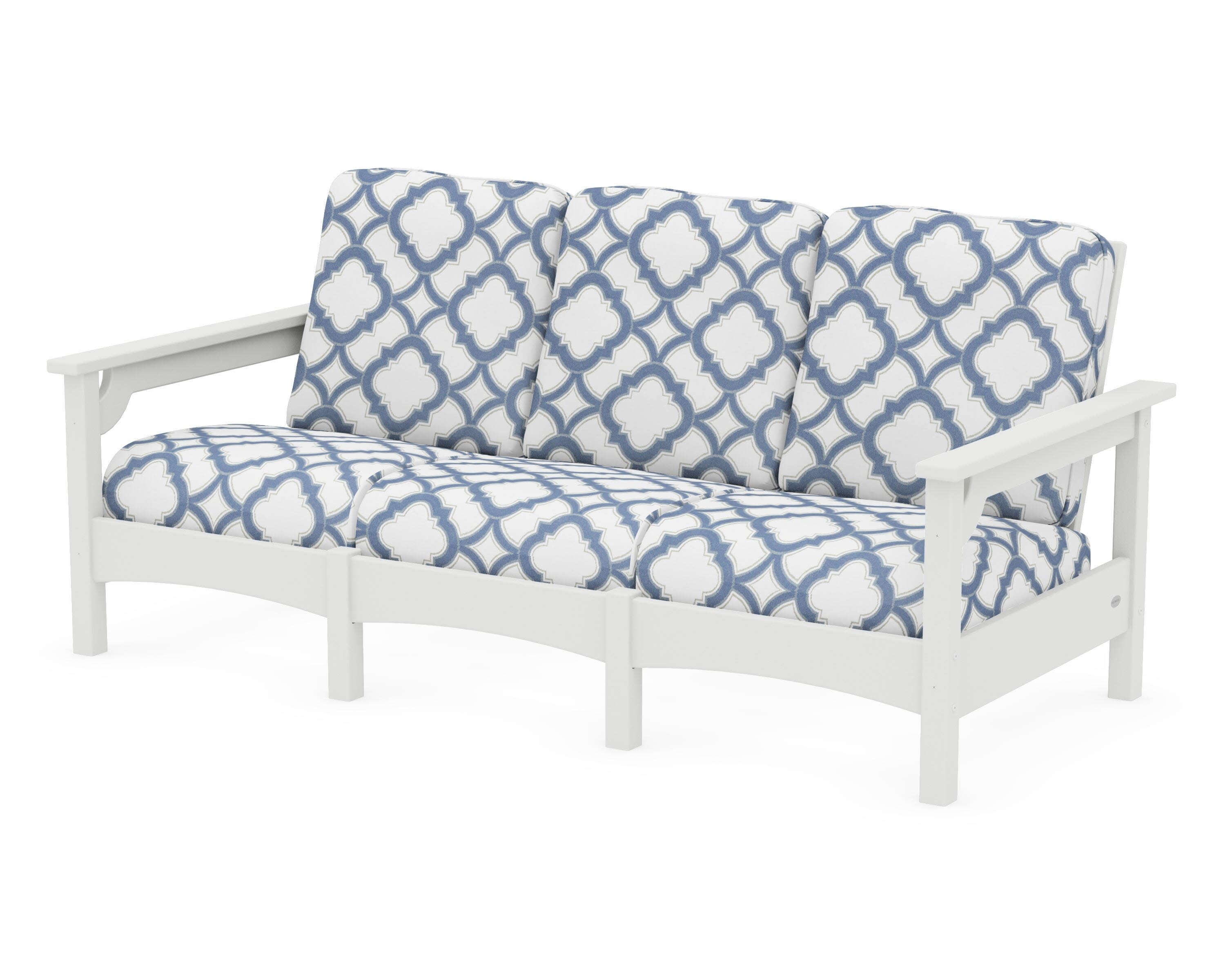 Club Sofa in Vintage White / Trellis Sky Blue