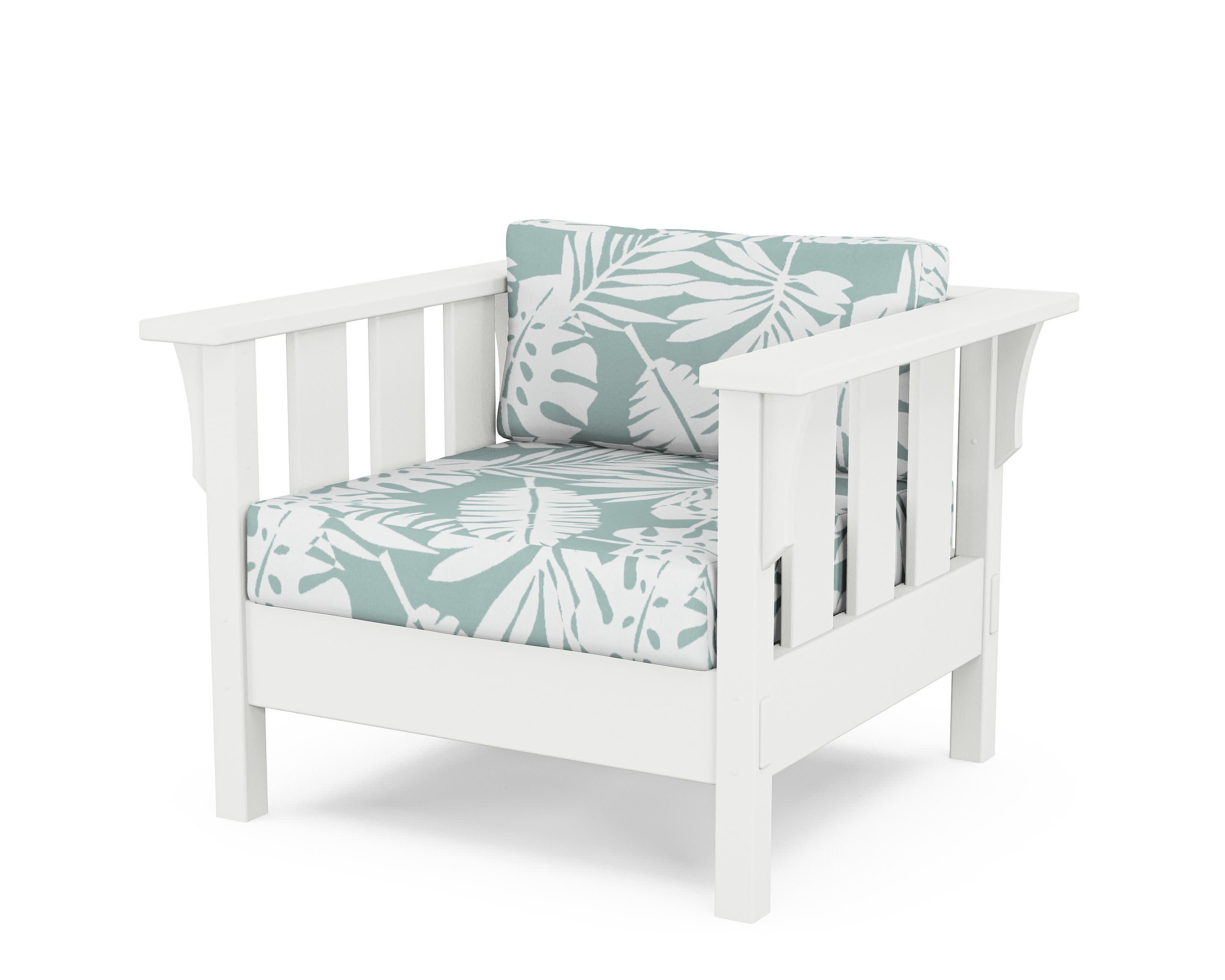 Acadia Deep Seating Chair in White / Leaf Glacier Spa