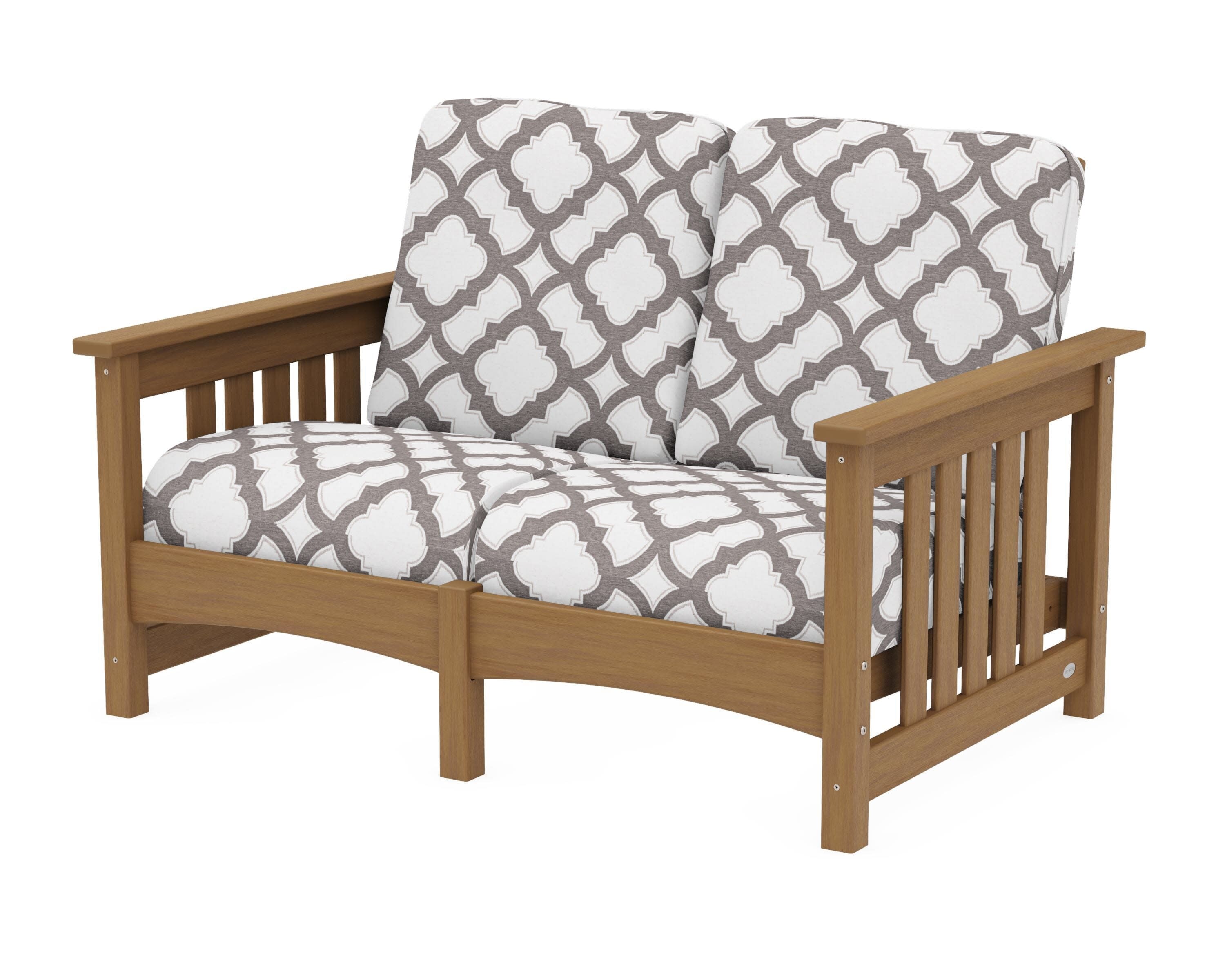 Club Mission Loveseat in Natural / Trellis Grey Mist