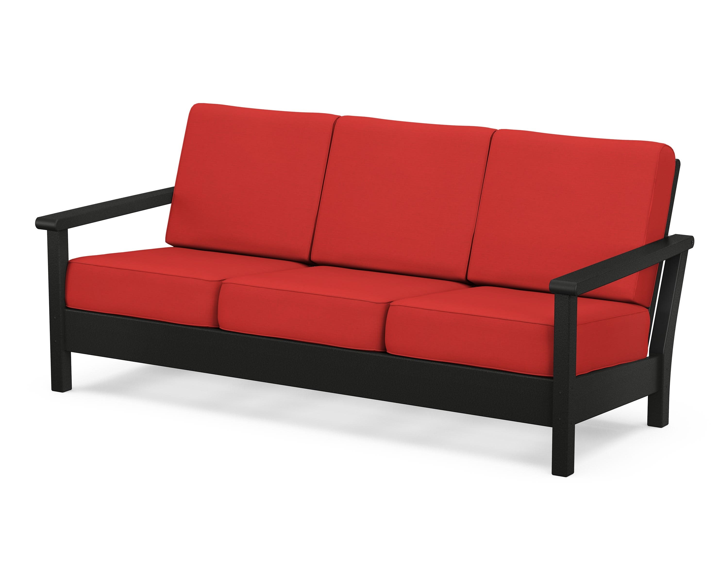 Harbour Deep Seating Sofa in Black / Crimson Linen