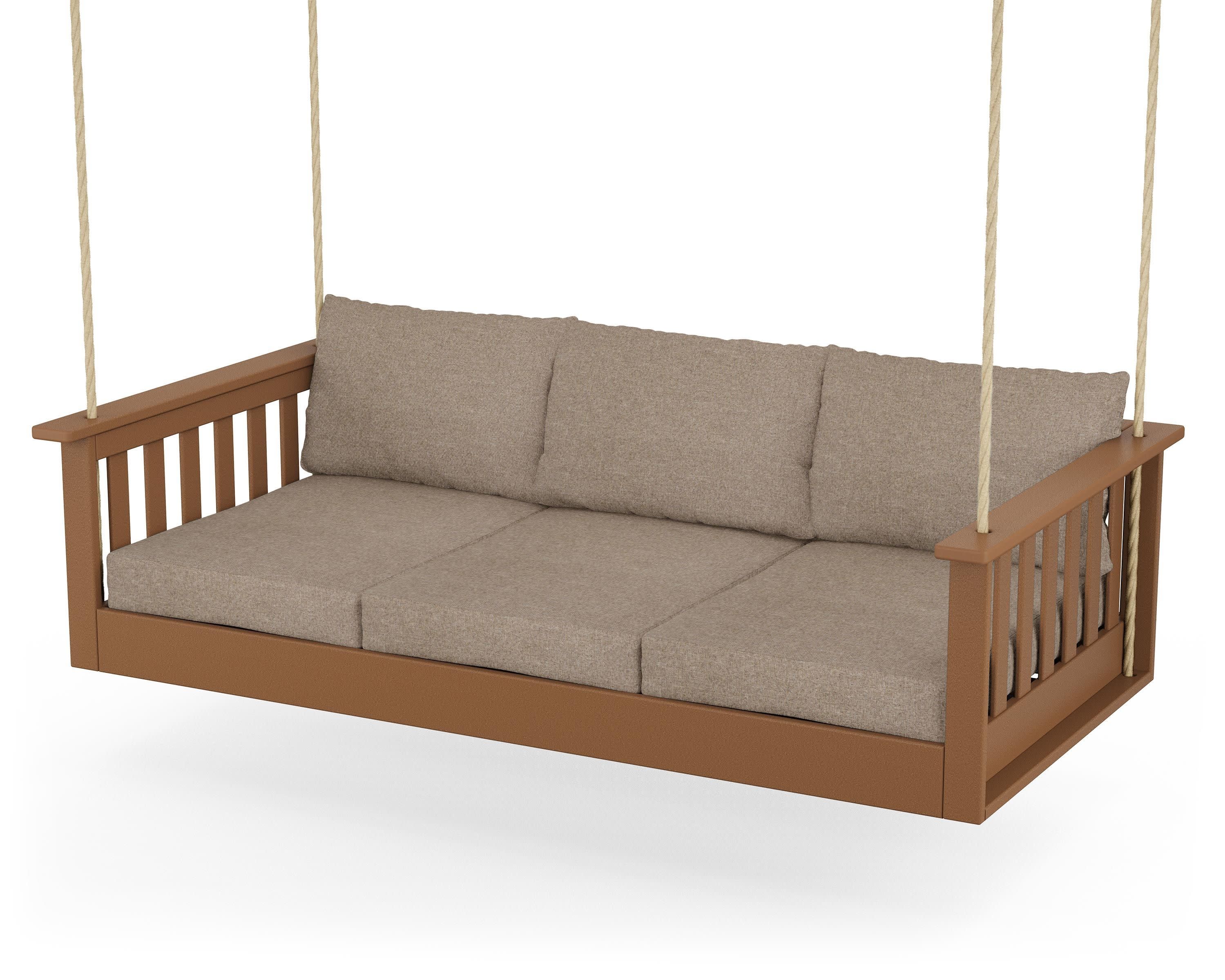 Vineyard Daybed Swing in Teak / Spiced Burlap