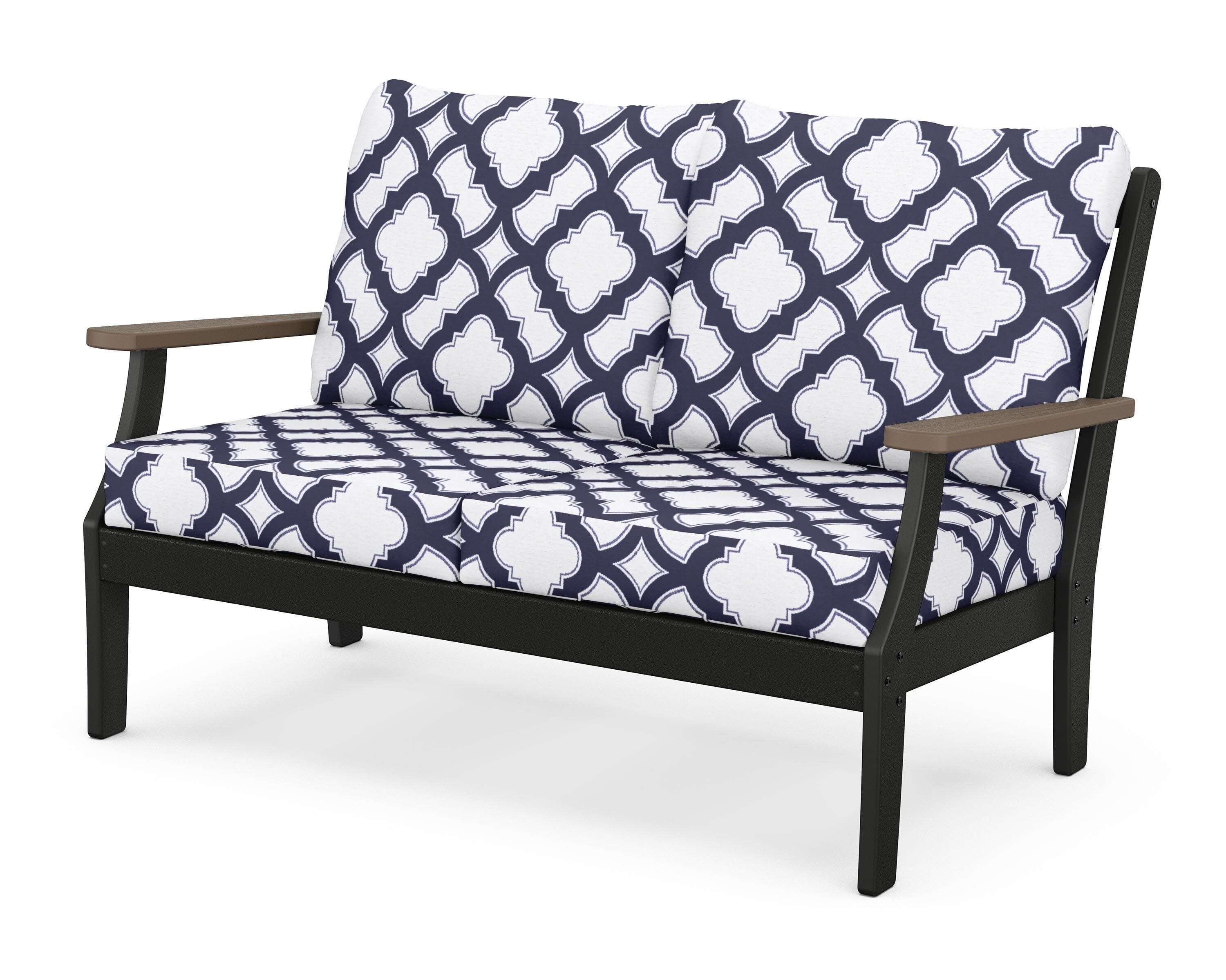 Braxton Deep Seating Loveseat in Black / Kona / Trellis Navy
