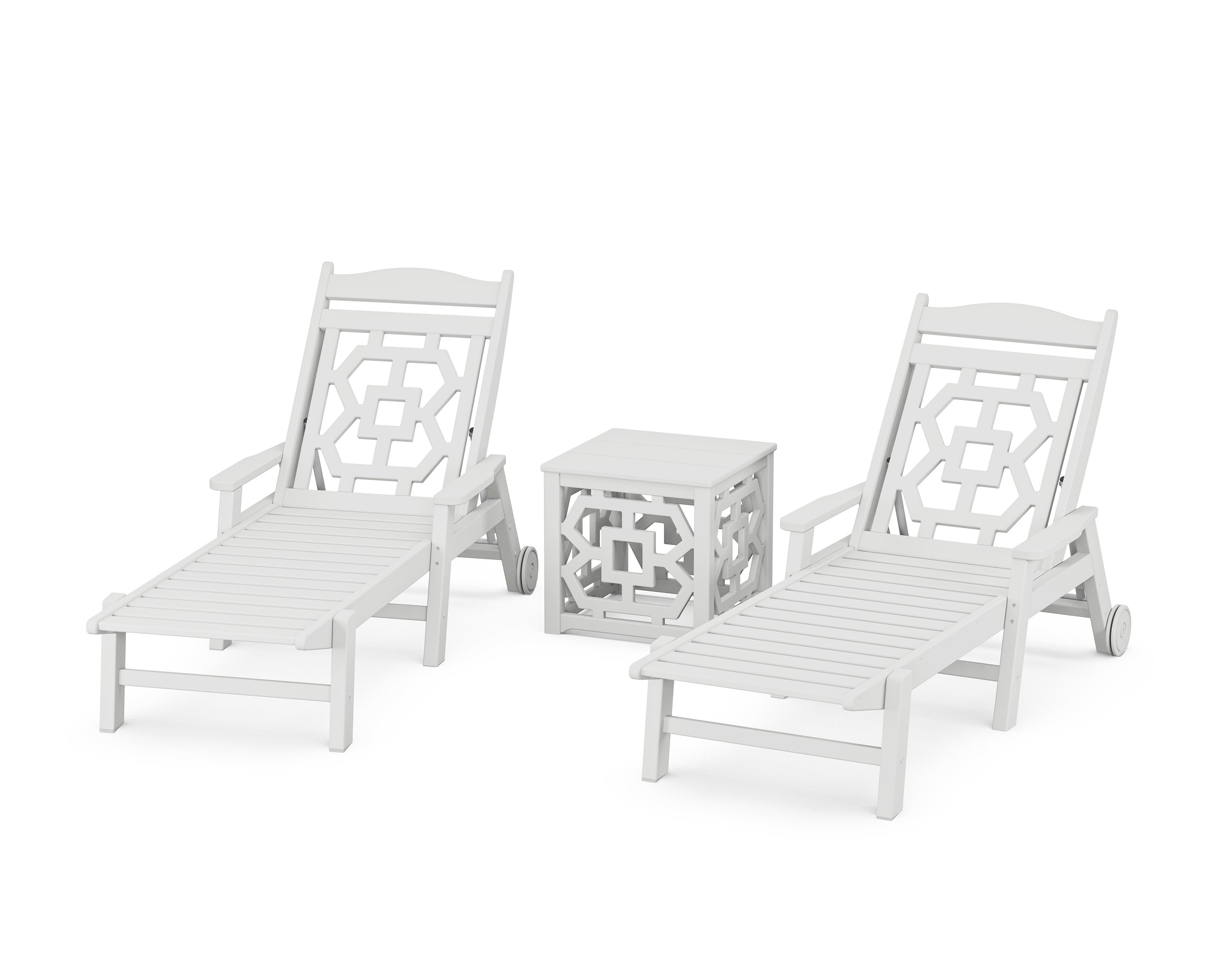 Chinoiserie 3-Piece Chaise Set in White