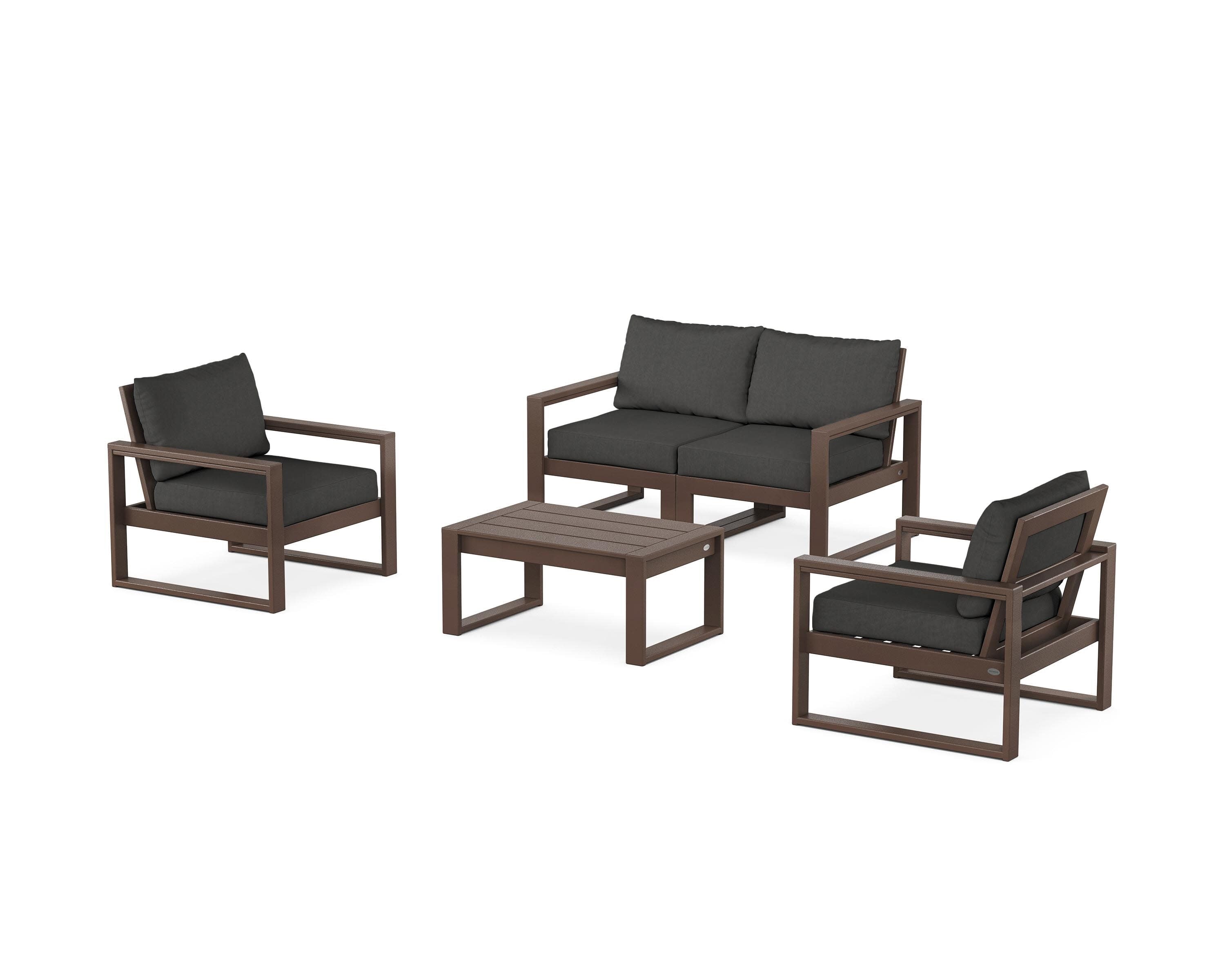 EDGE Sectional 4-Piece Deep Seating Set with Loveseat in Mahogany / Spectrum Carbon