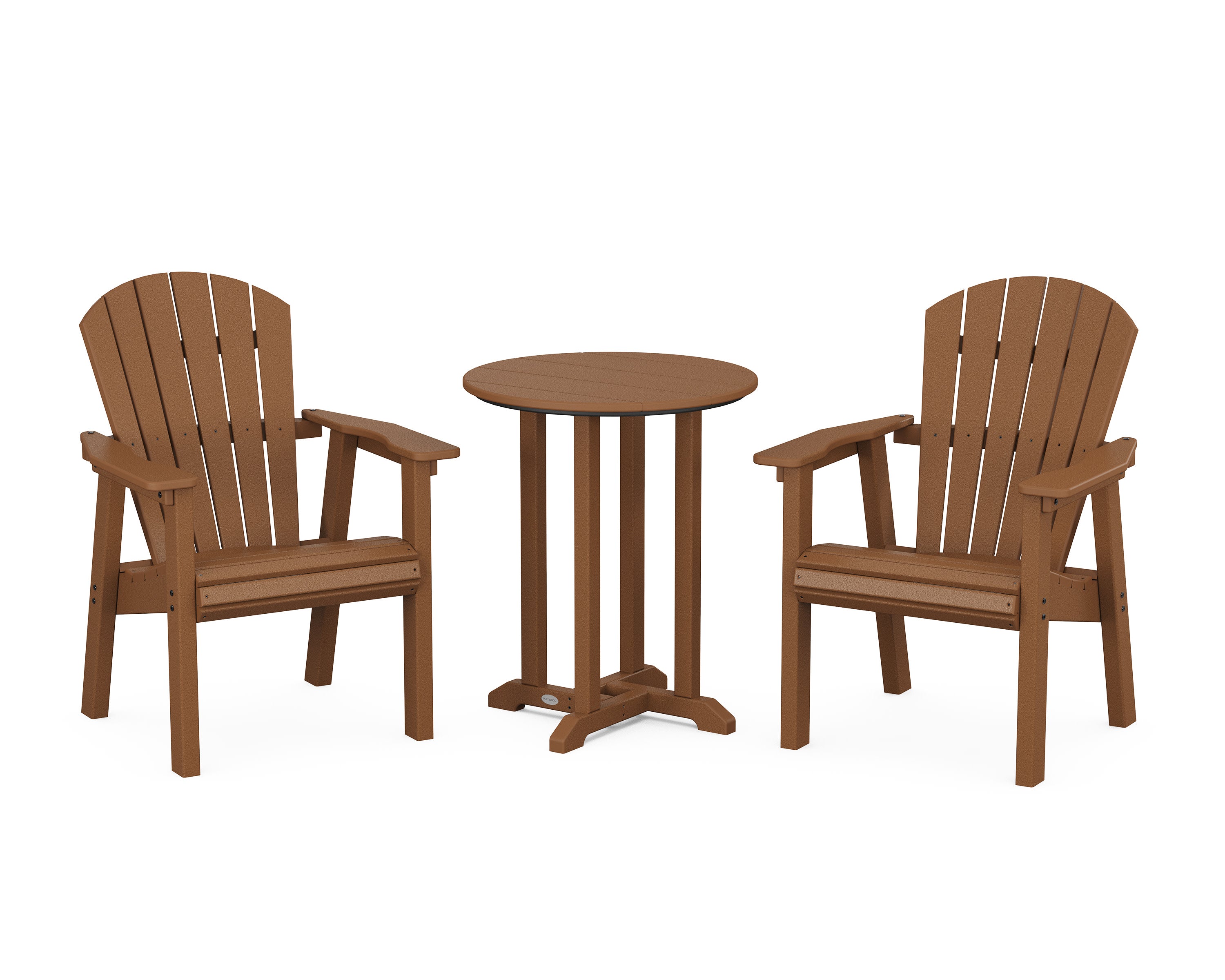 Seashell 3-Piece Round Farmhouse Bistro Dining Set in Teak