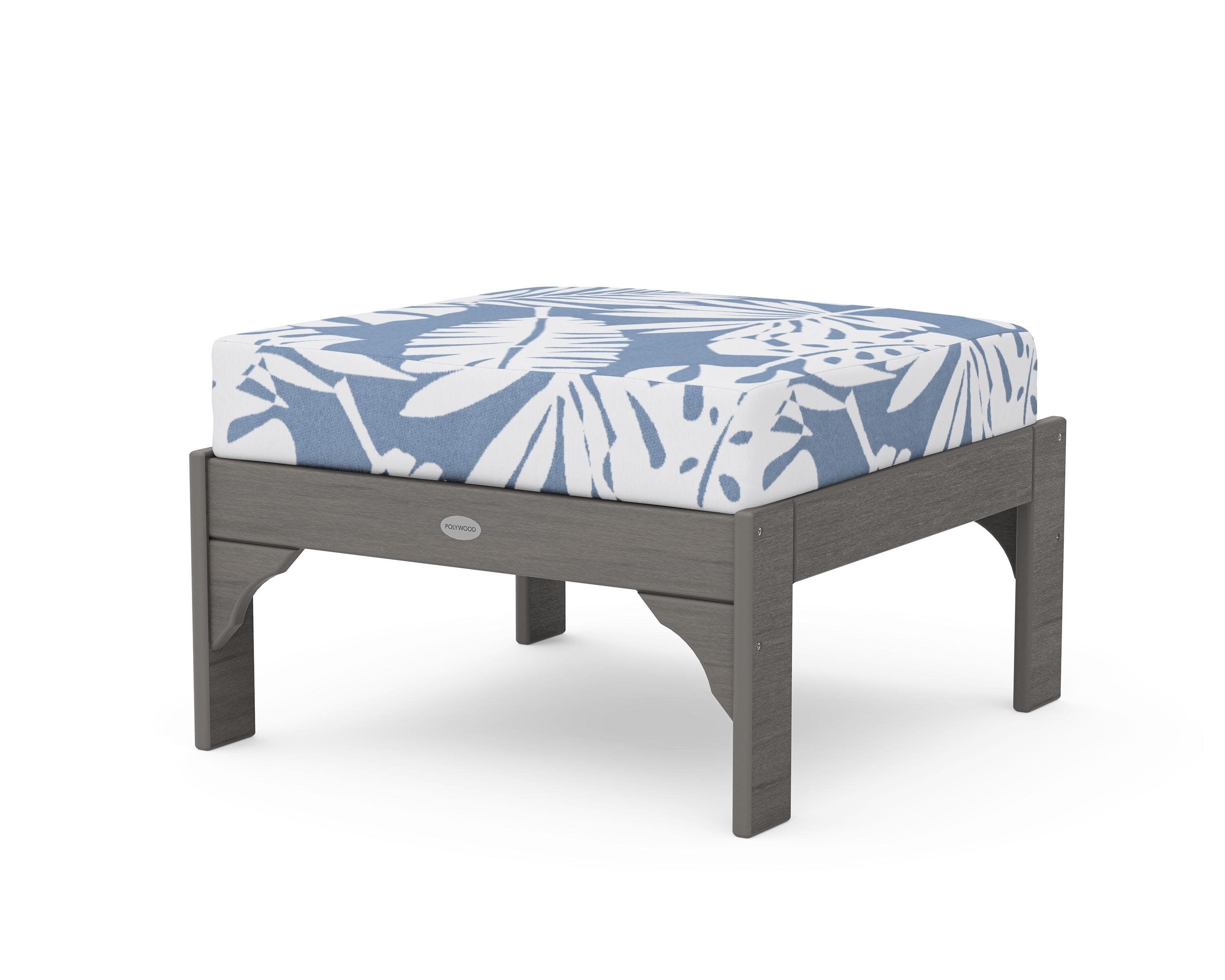 Vineyard Deep Seating Ottoman in Driftwood / Leaf Sky Blue