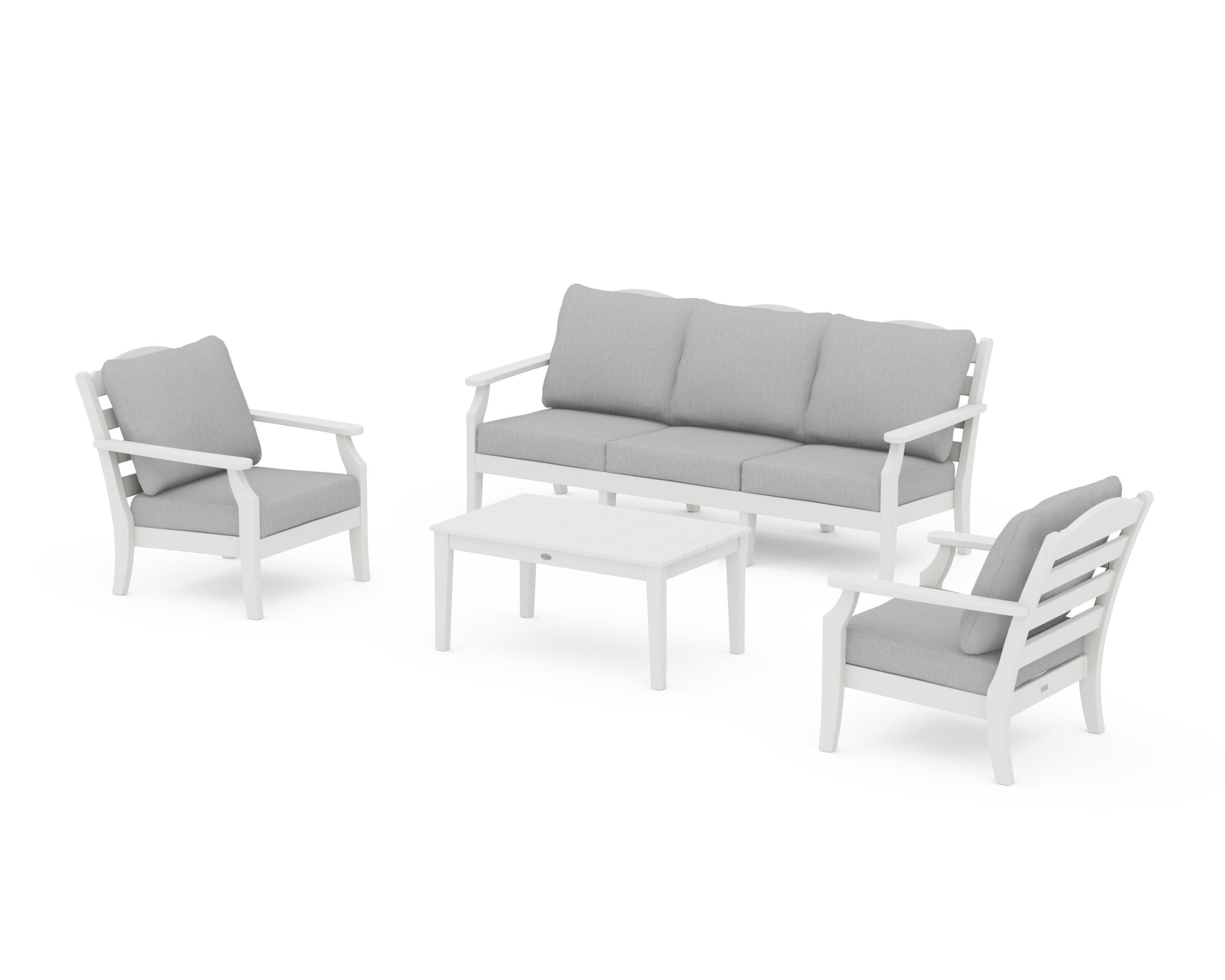 Savannah 4-Piece Deep Seating Set with Sofa in Vintage White / Granite